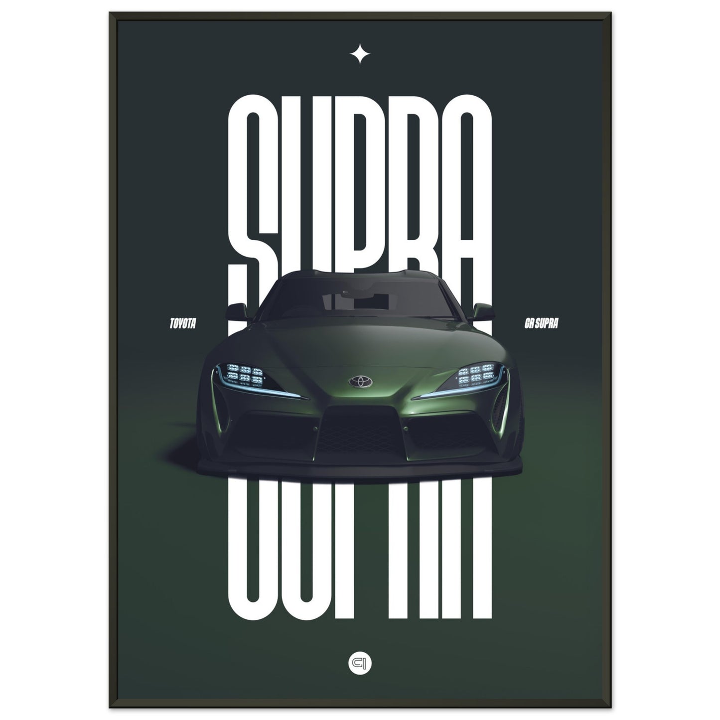 Framed Car Poster - Toyota GR Supra Bumper - Green