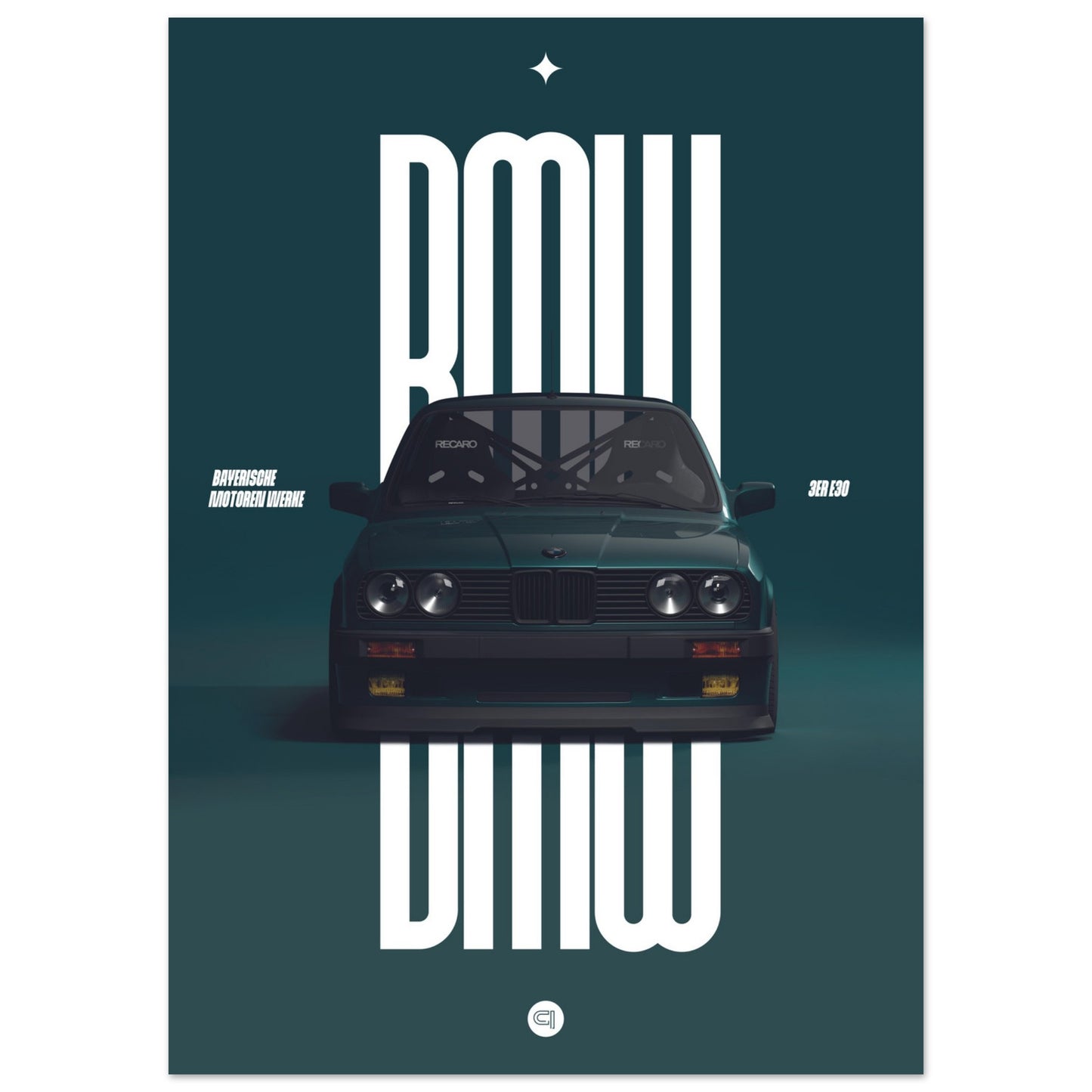 Car Poster - BMW E30 - Green