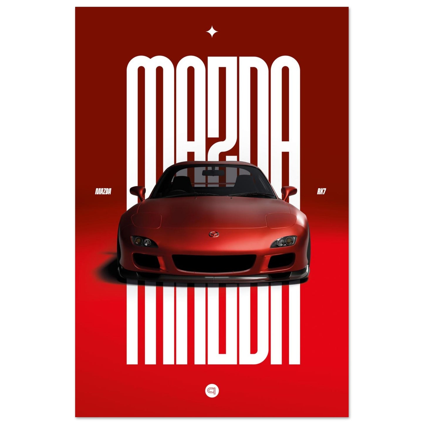 Car Poster - Mazda RX7 - Red