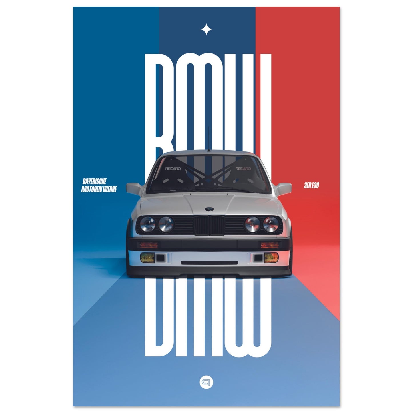 Car Poster - BMW E30 - M Color