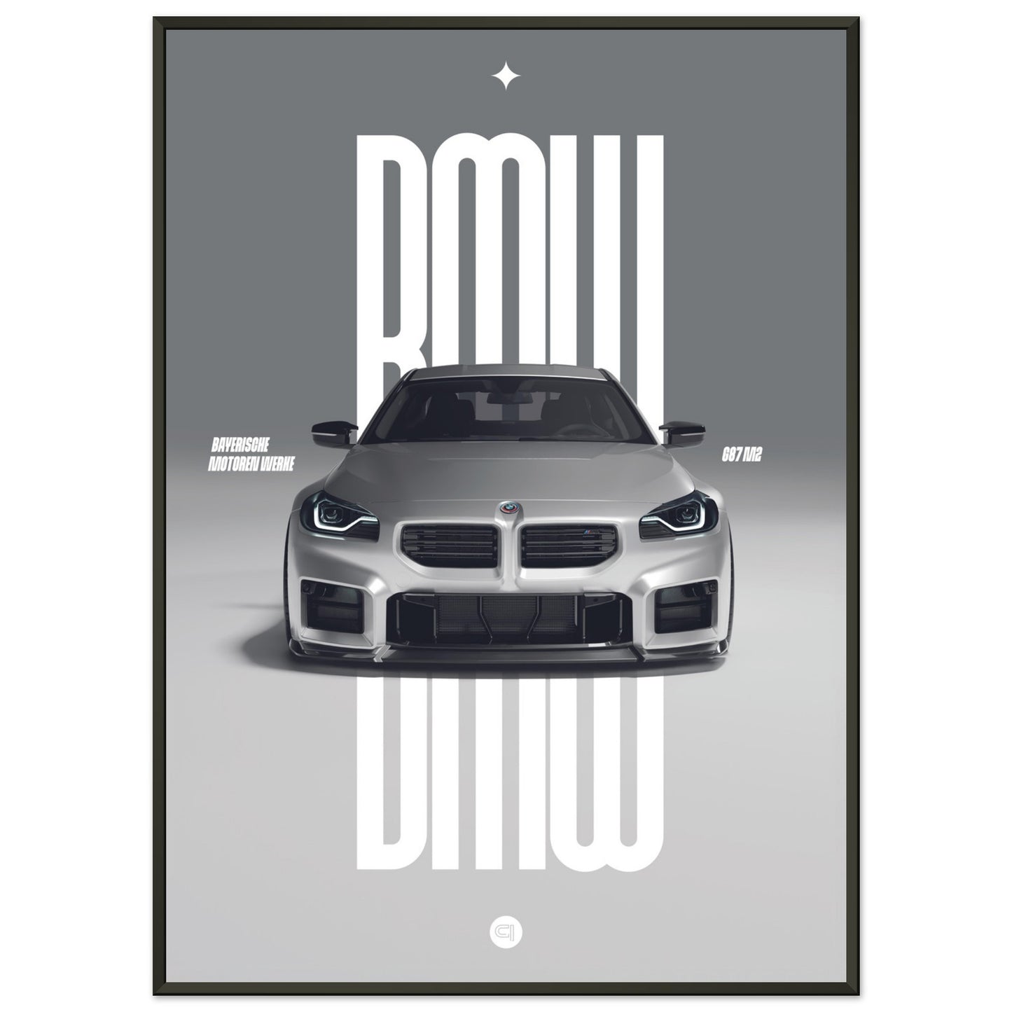 Framed Car Poster - BMW G87 M2 - White