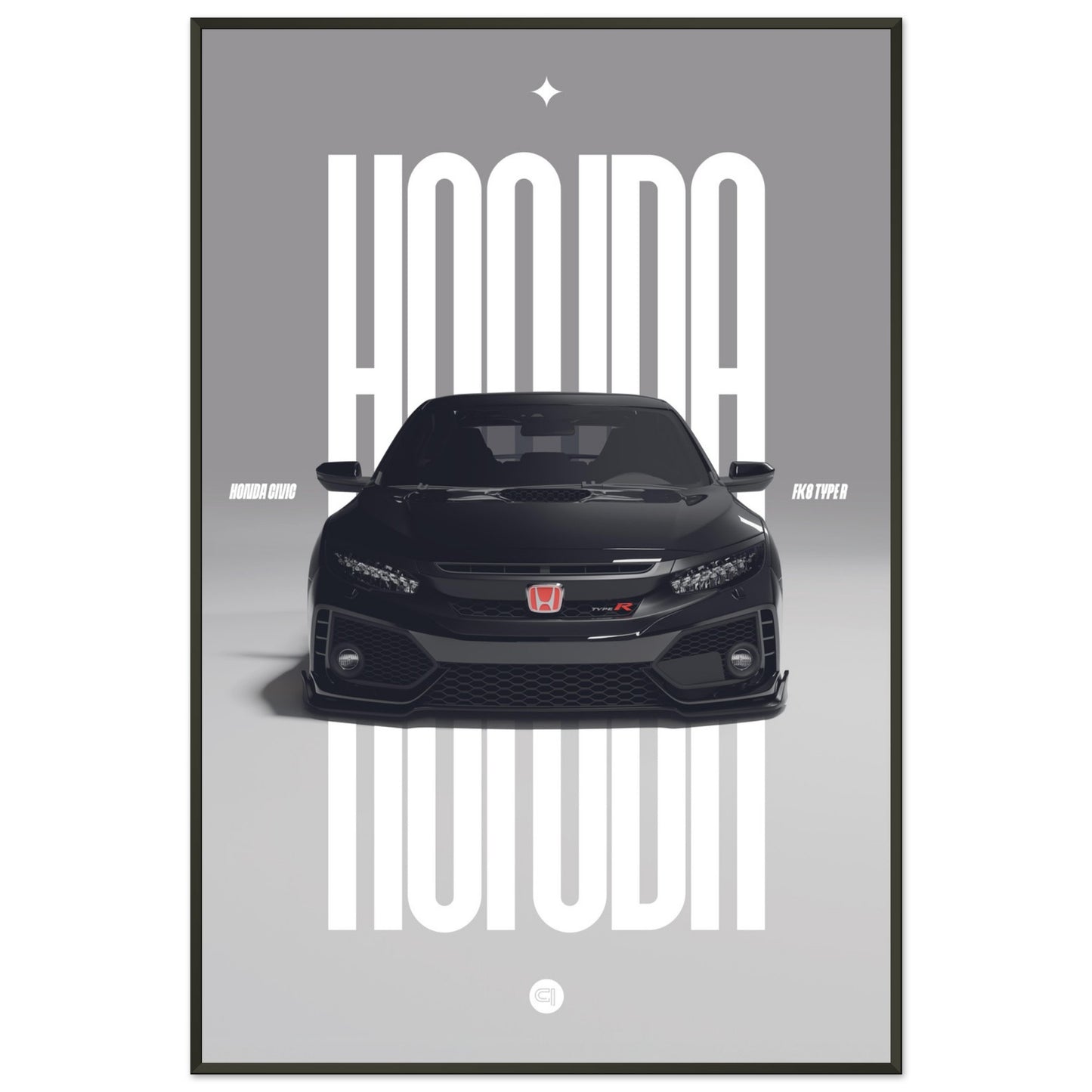 Framed Car Poster - Honda Civic FK8 Type R - Black