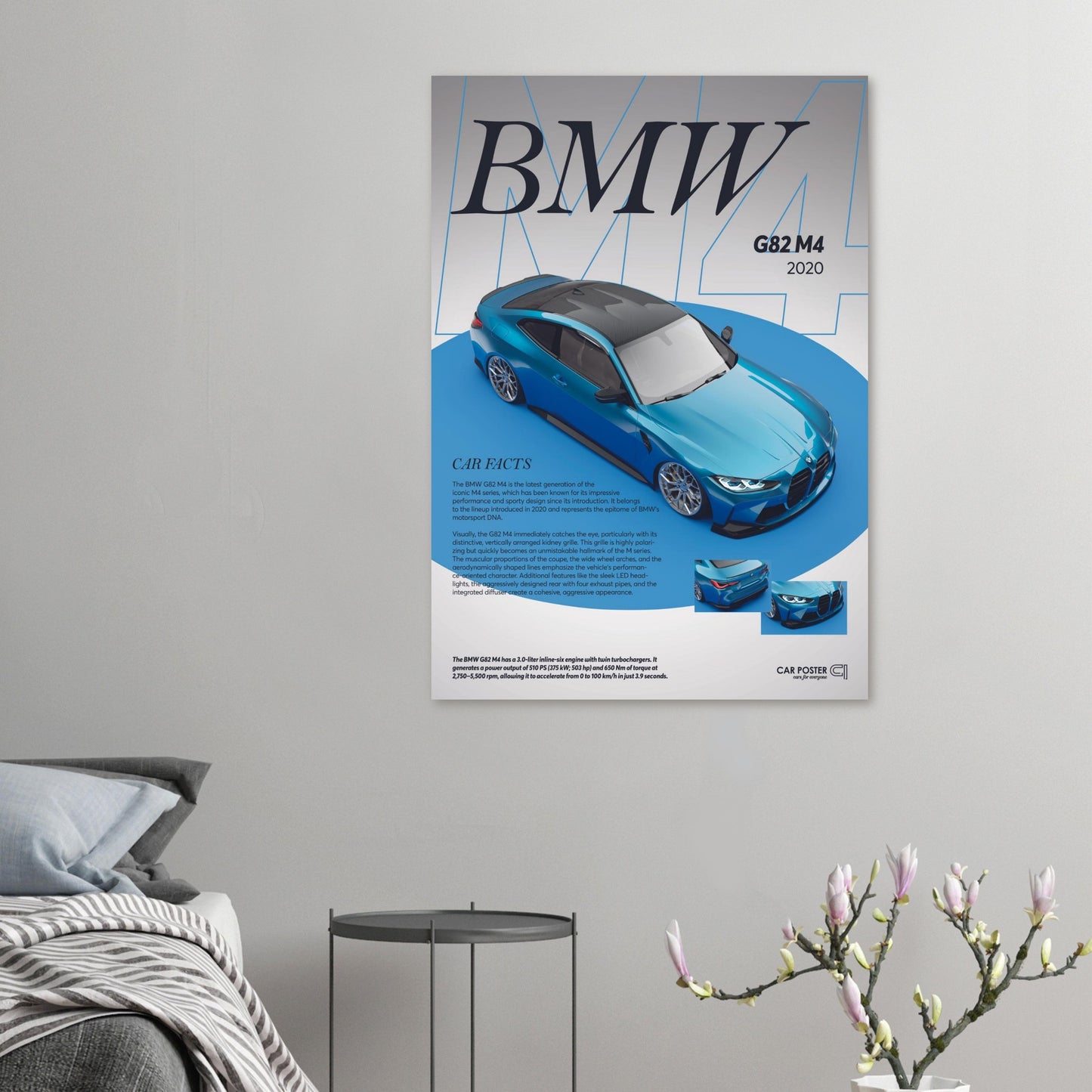 Car Poster - BMW G82 M4 - Blue