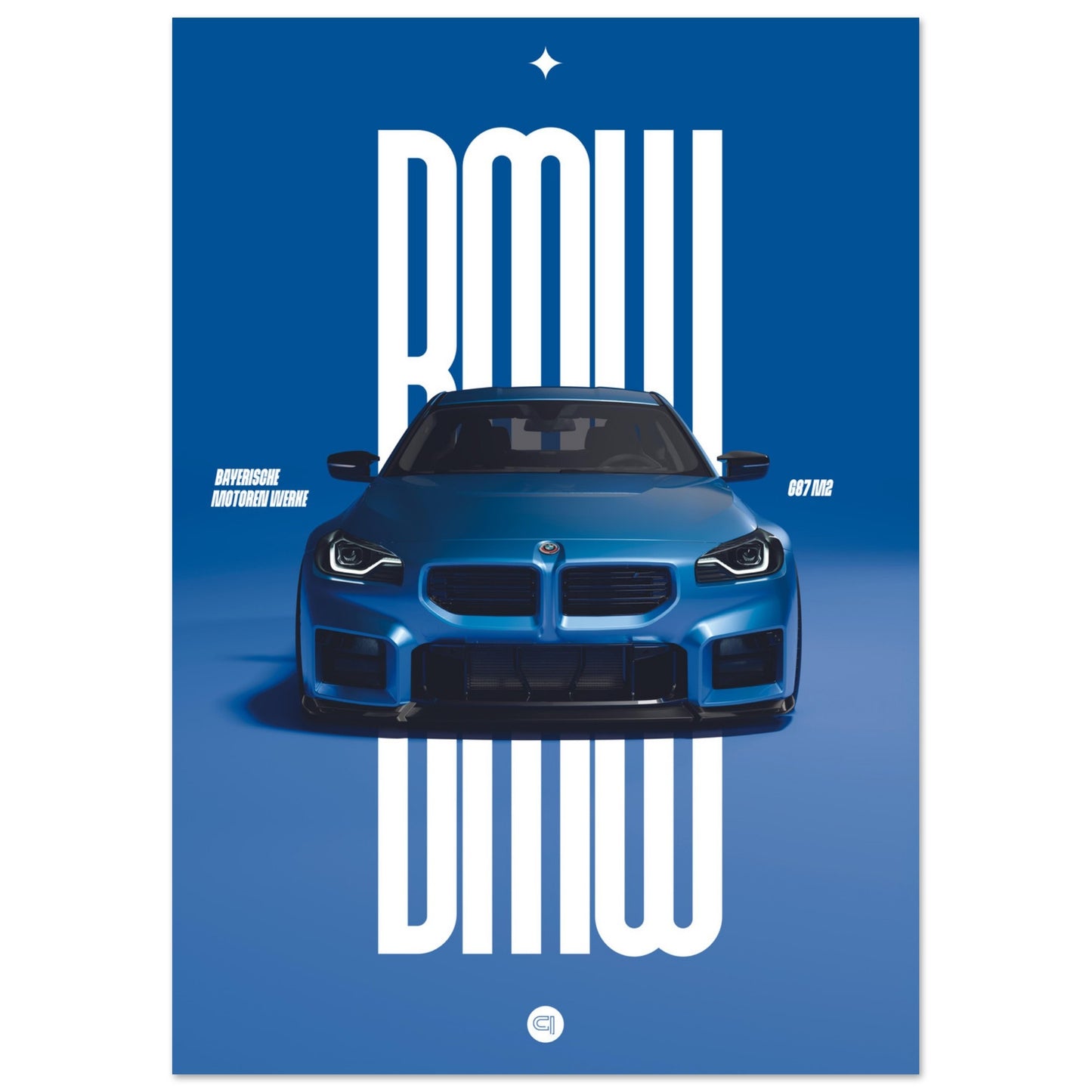Car Poster - BMW G87 M2 - Blue