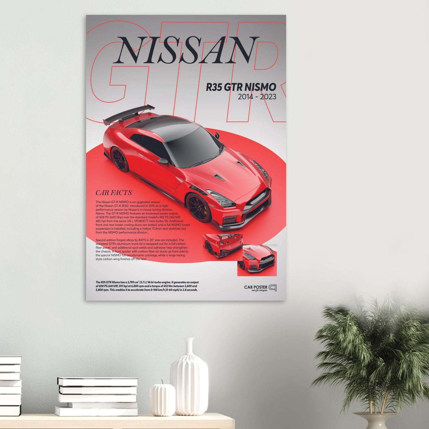 Car Poster - Nissan R35 GTS Nismo - Red