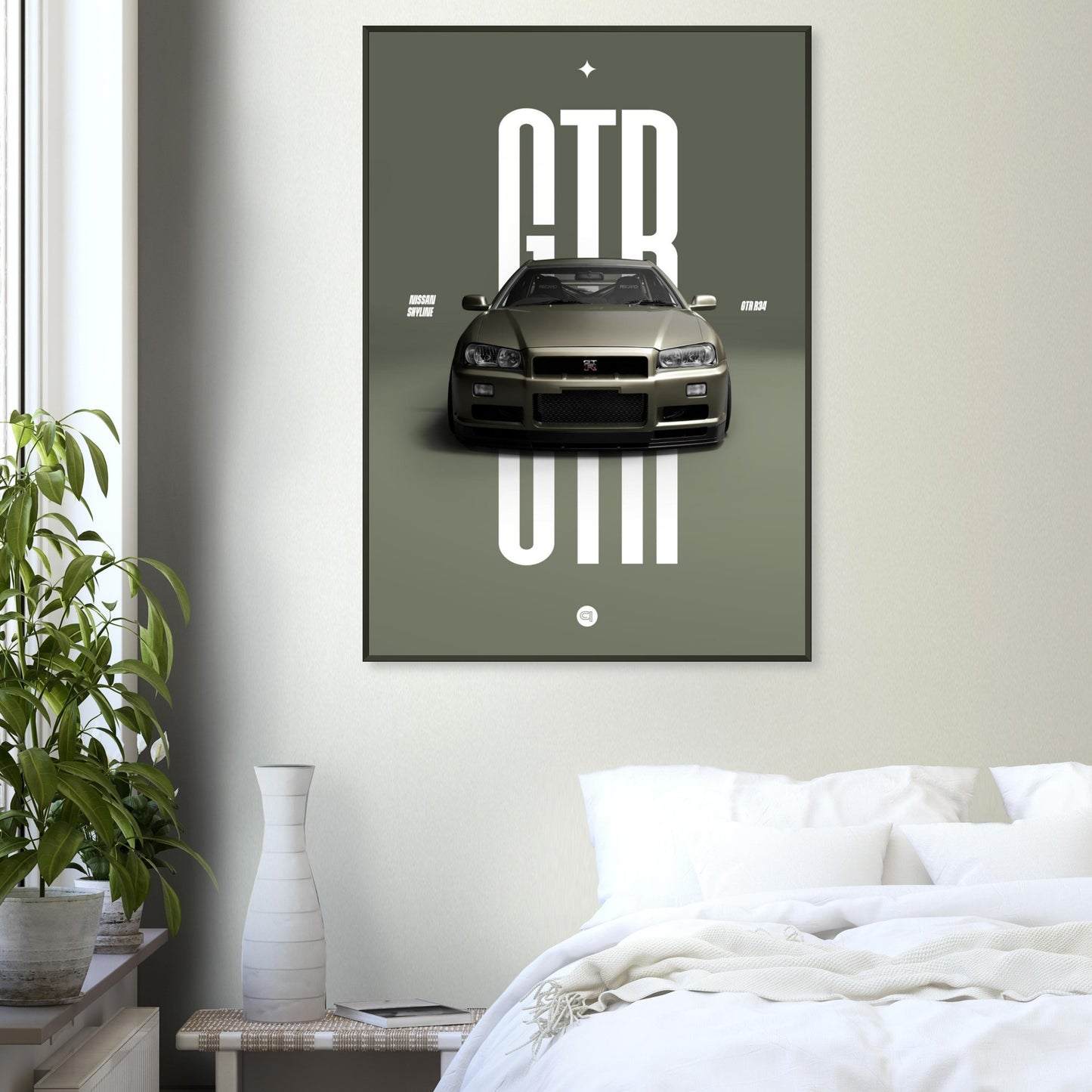 Framed Car Poster - Nissan Skyline GTR R34 - Millenium Jade