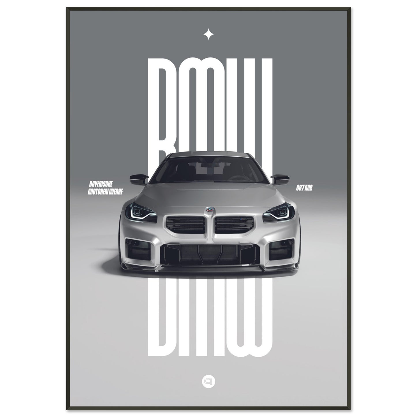 Framed Car Poster - BMW G87 M2 - White