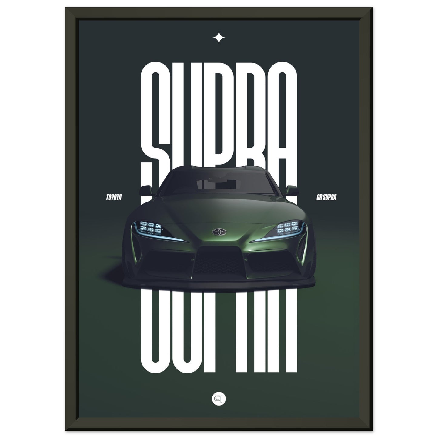 Framed Car Poster - Toyota GR Supra Bumper - Green