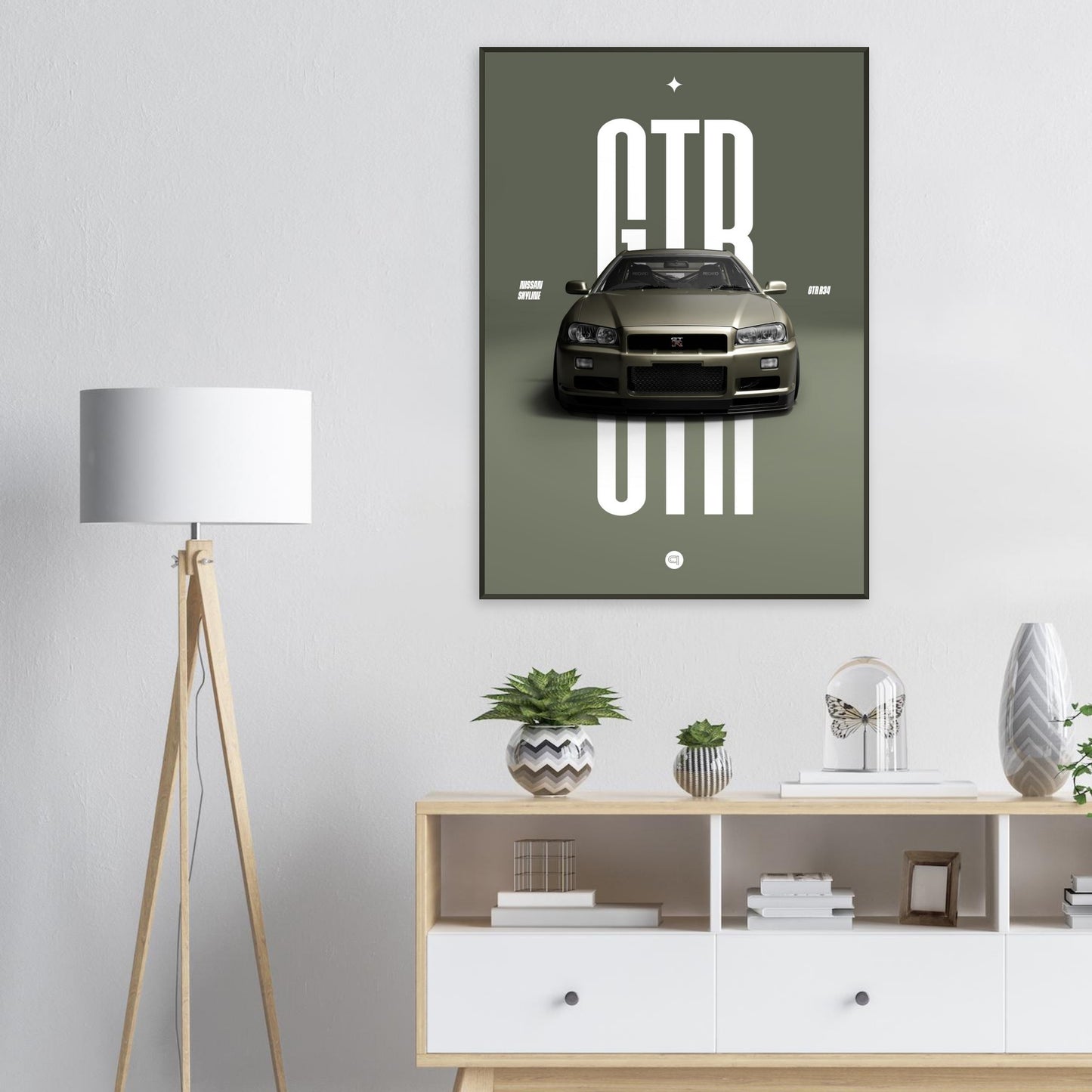 Framed Car Poster - Nissan Skyline GTR R34 - Millenium Jade