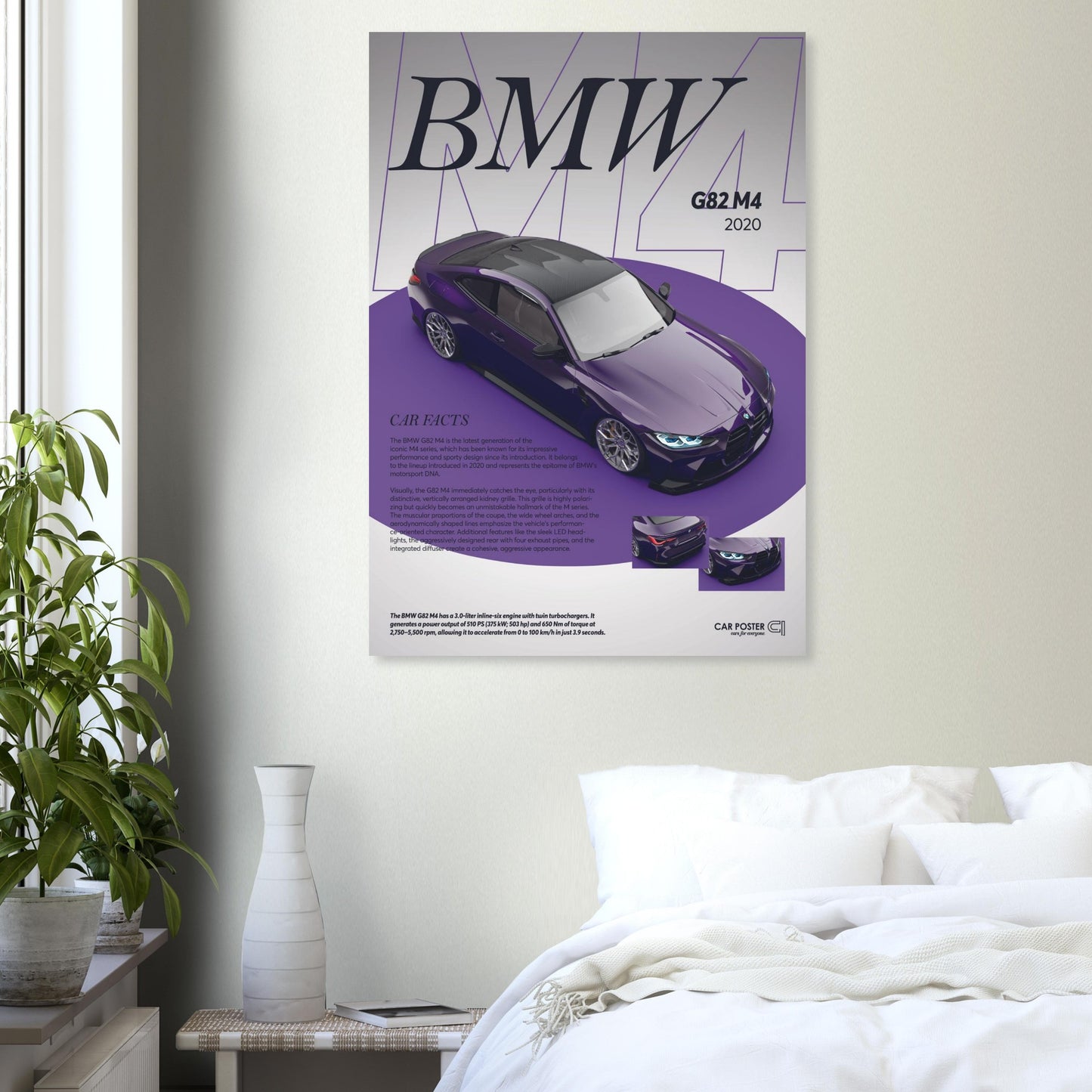 Car Poster - BMW G82 M4 - Purple