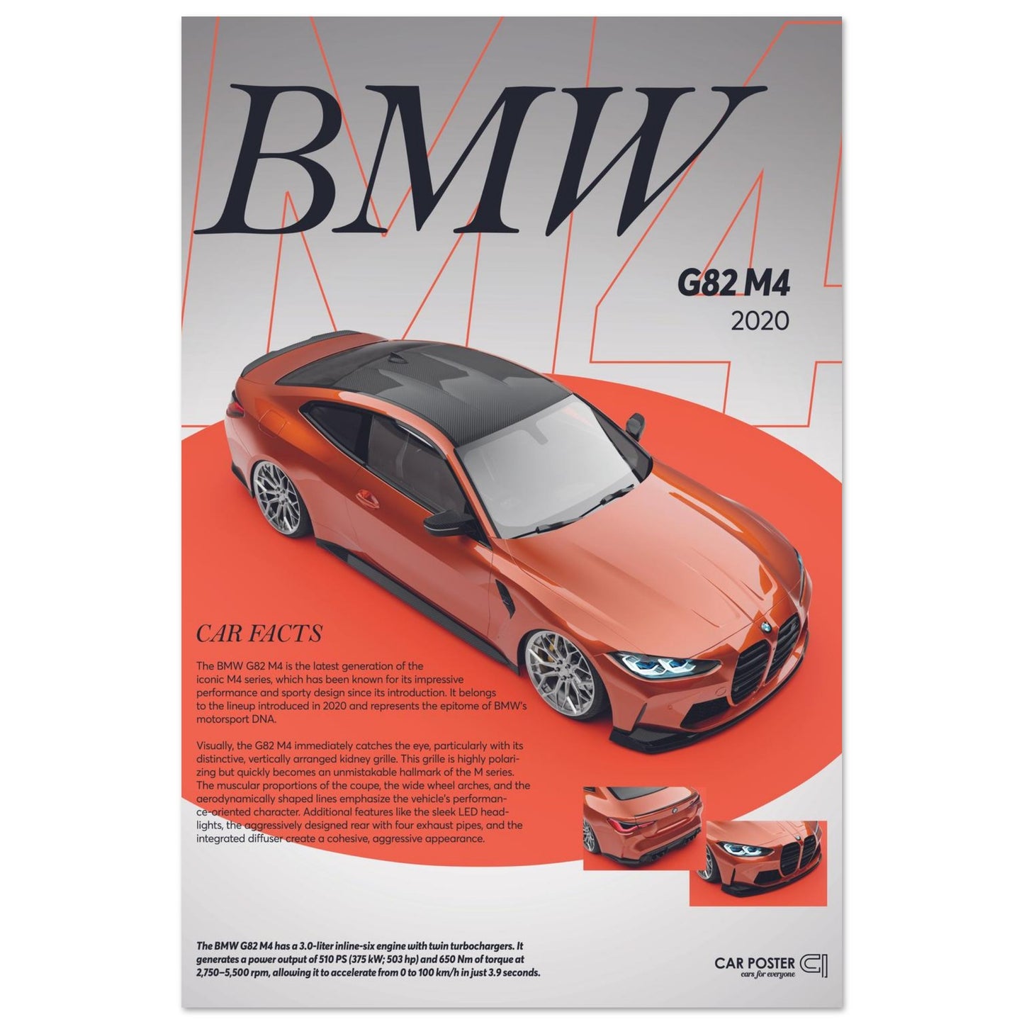 Car Poster - BMW G82 M4 - Orange