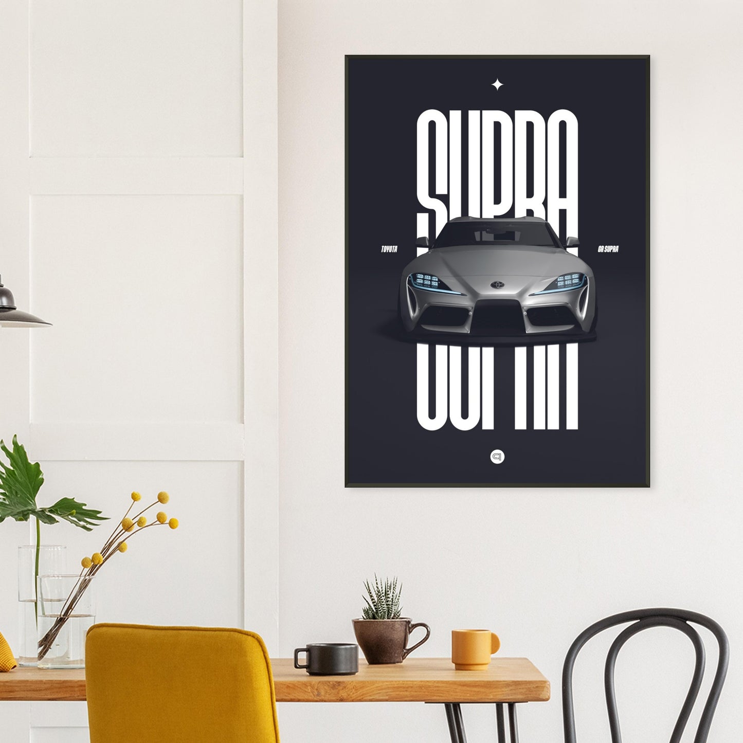 Framed Car Poster - Toyota GR Supra Bumper - White