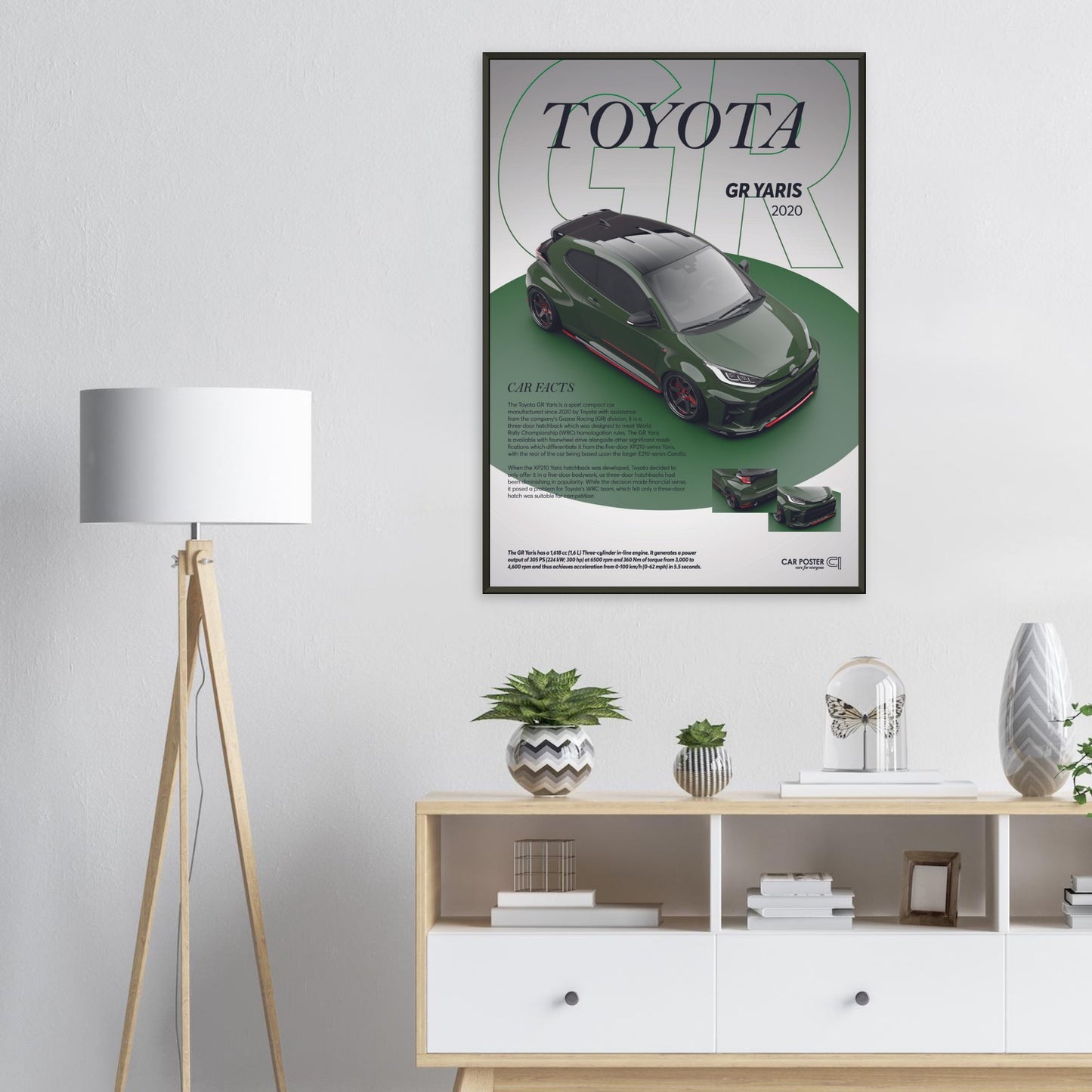 Framed Car Poster - Toyota GR Yaris - Green