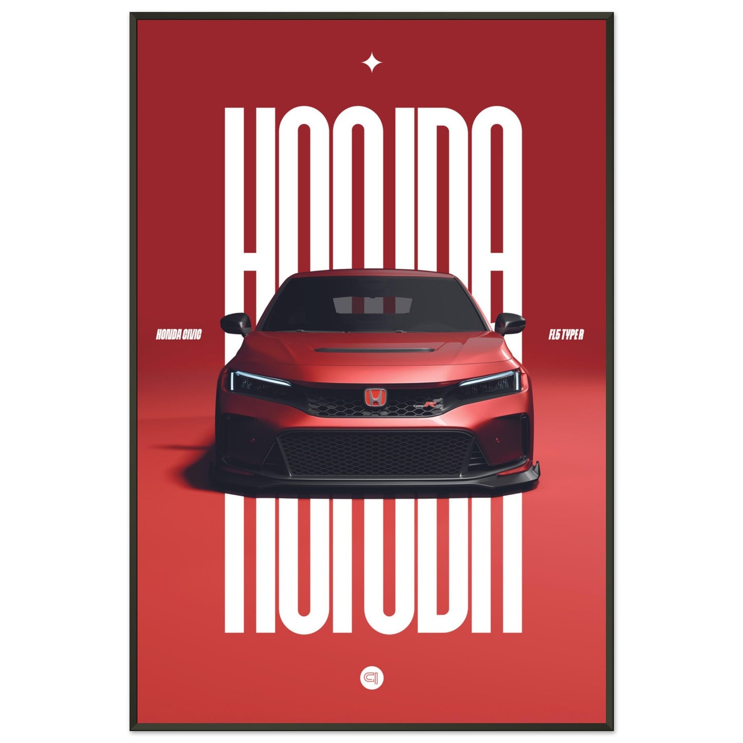 Framed Car Poster - Honda Civic FL5 Type R - Red