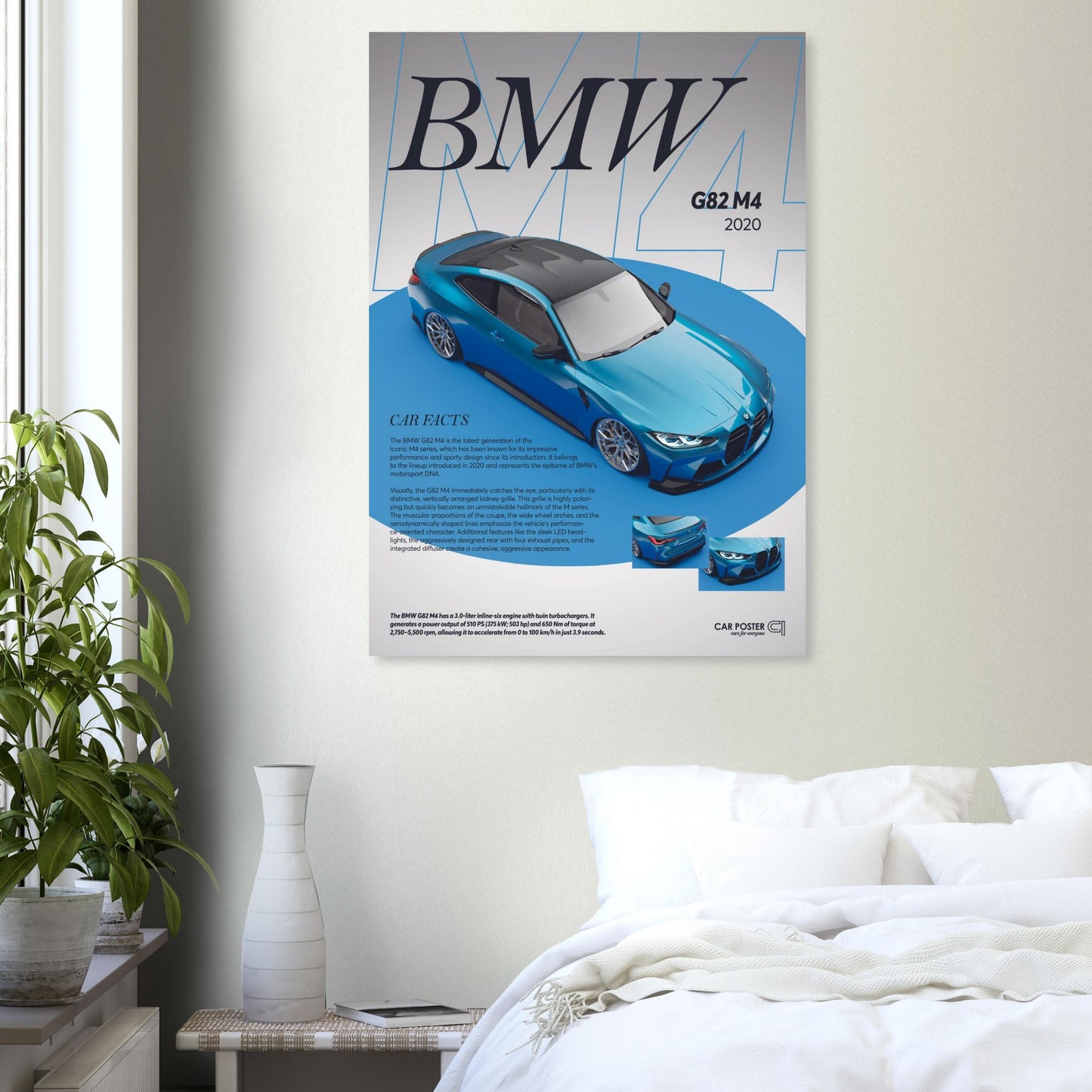Car Poster - BMW G82 M4 - Blue