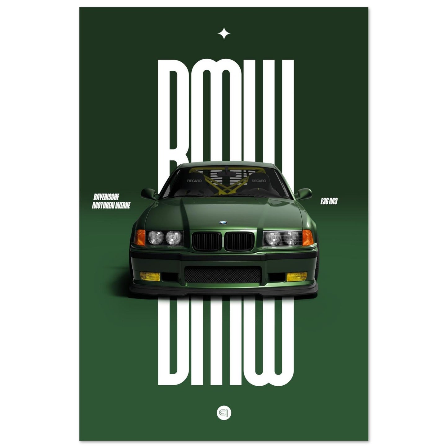 Car Poster - BMW E36 - Green