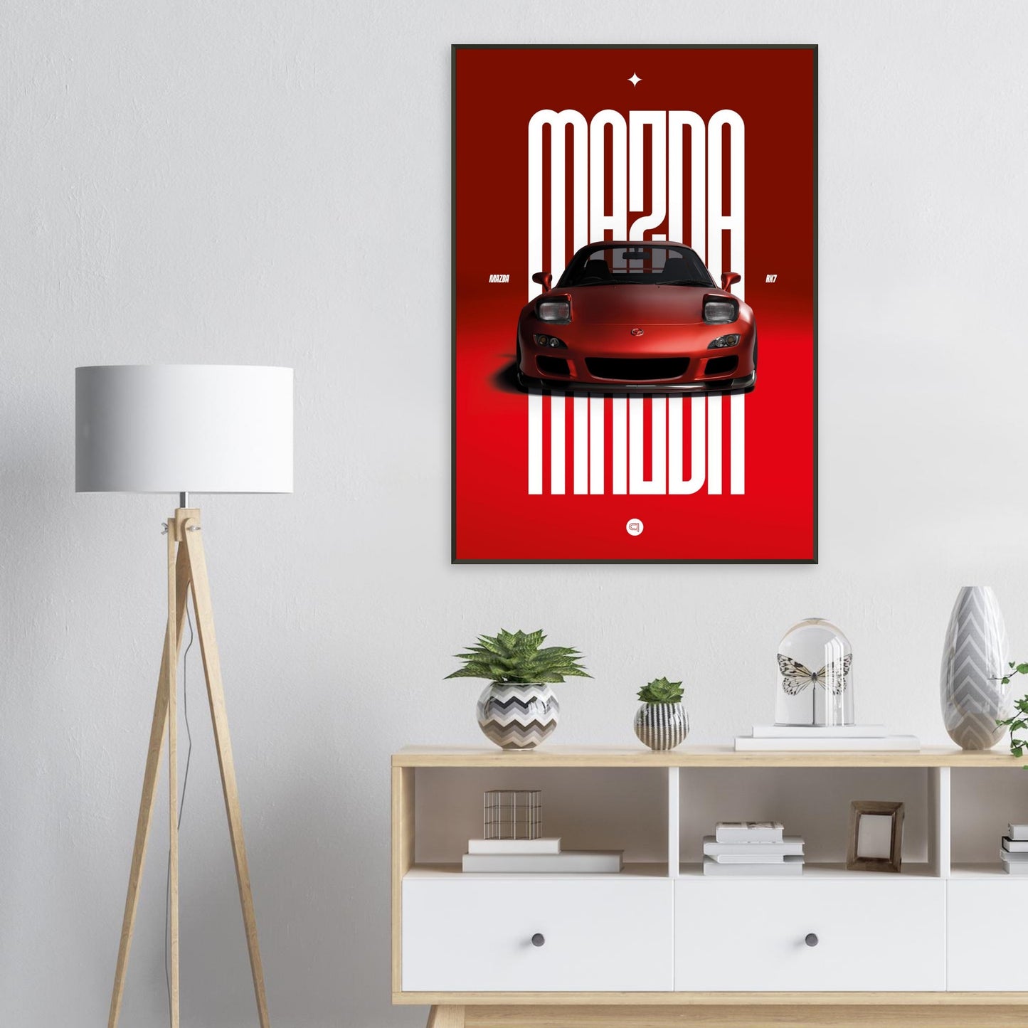 Framed Car Poster - Mazda RX7 - Red Pop up