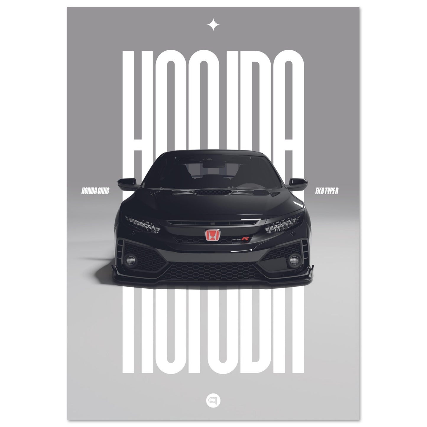 Car Poster - Honda Civic FK8 Type R - Black