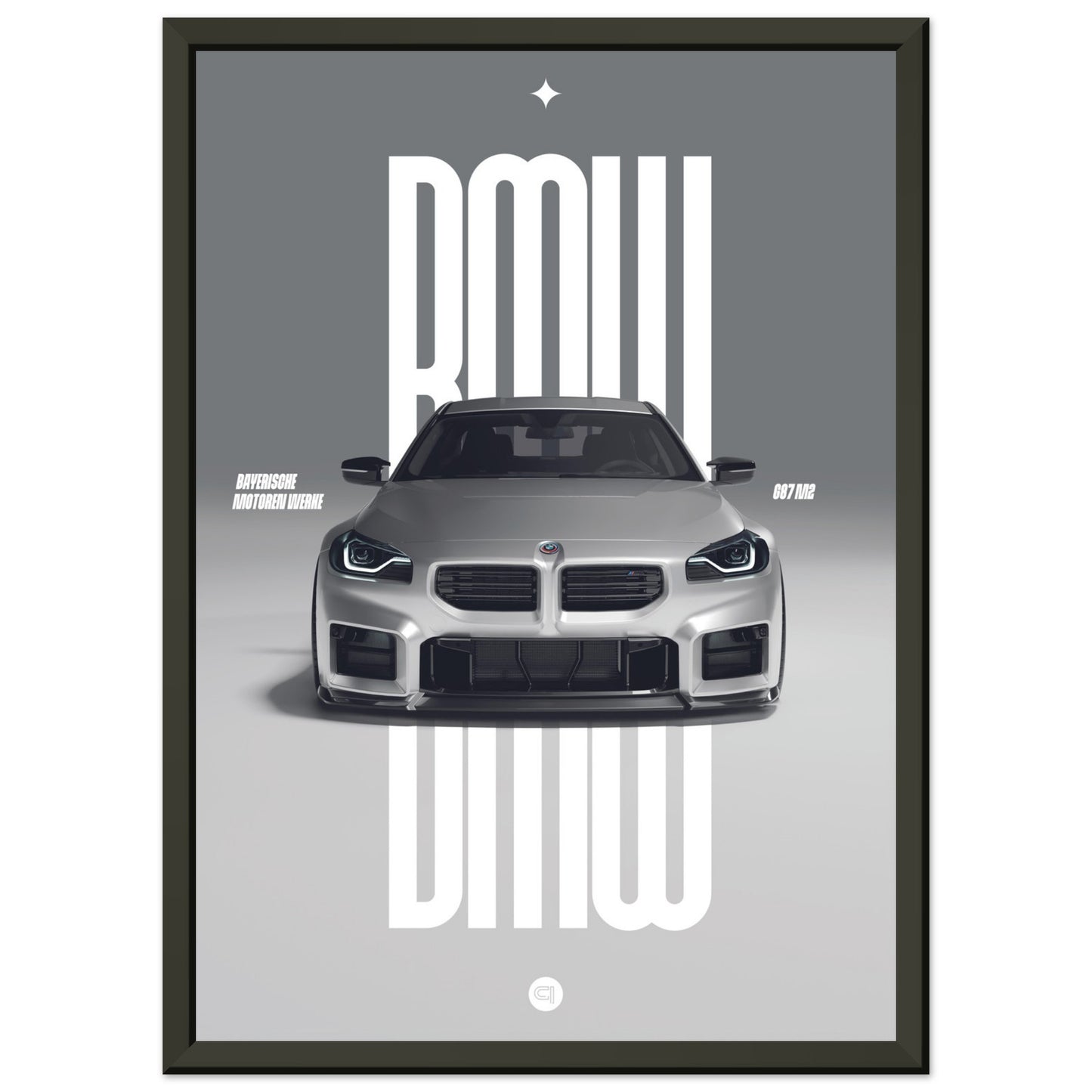 Framed Car Poster - BMW G87 M2 - White