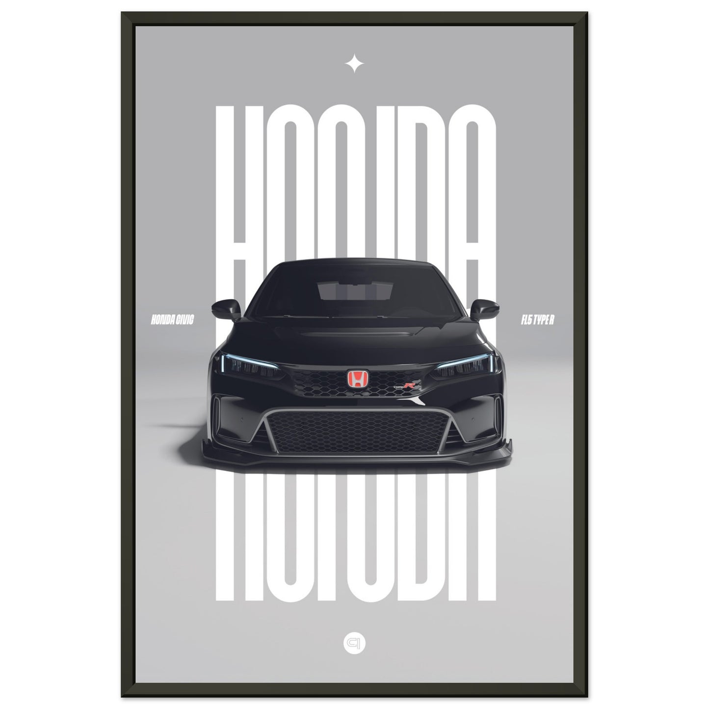 Framed Car Poster - Honda Civic FL5 Type R - White