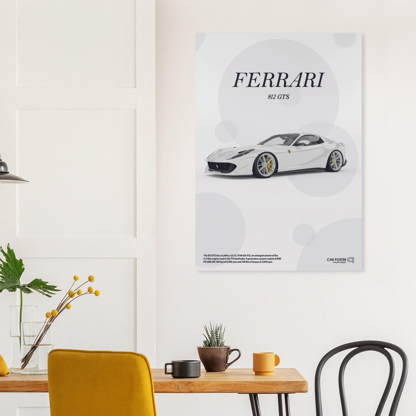 Car Poster - Ferrari 812 GTS Bubblegum - White