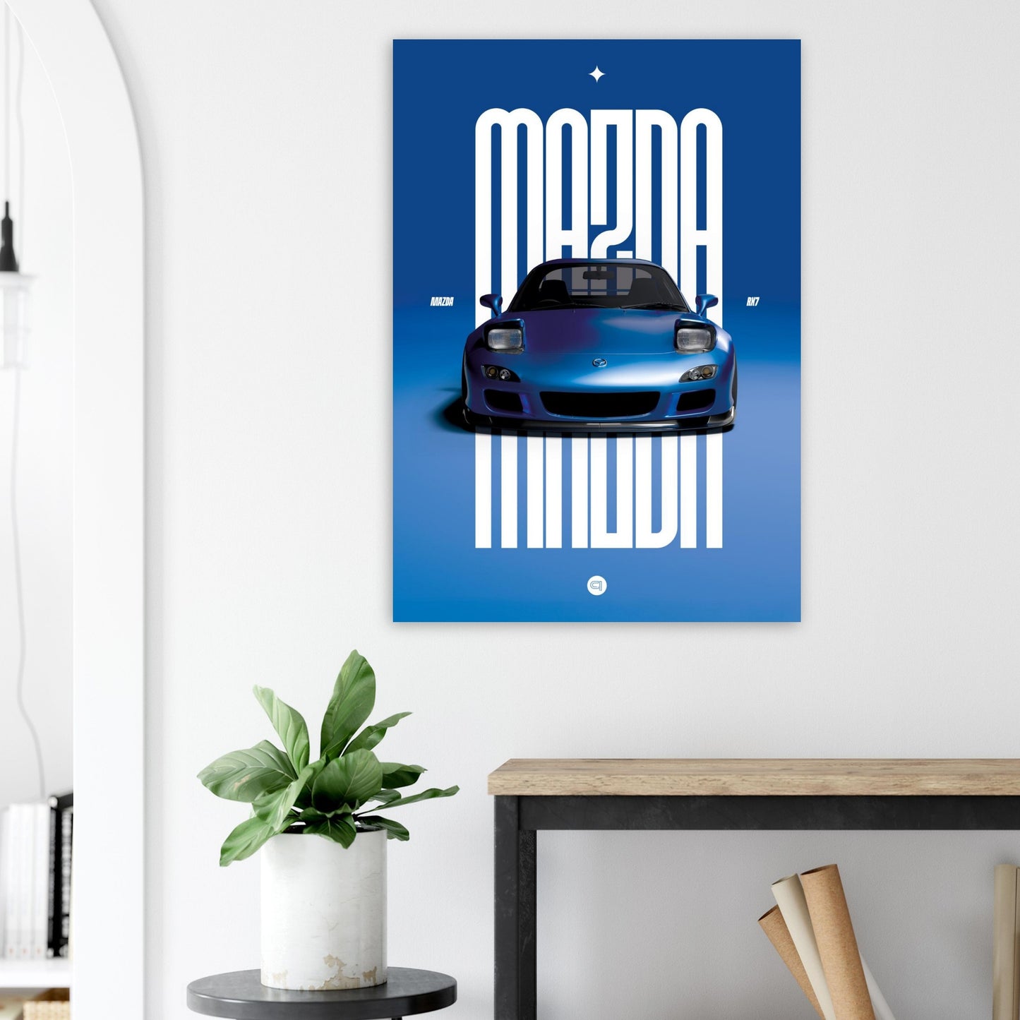 Car Poster - Mazda RX7 - Blue Pop up