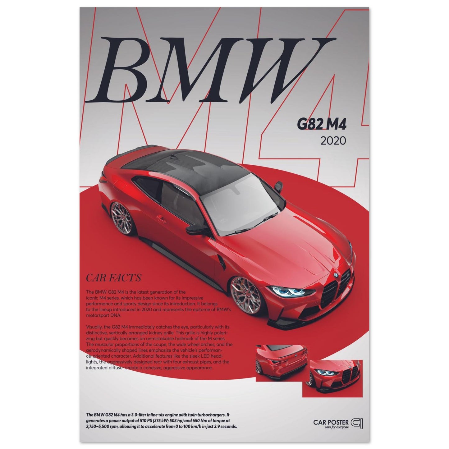 Car Poster - BMW G82 M4 - Red