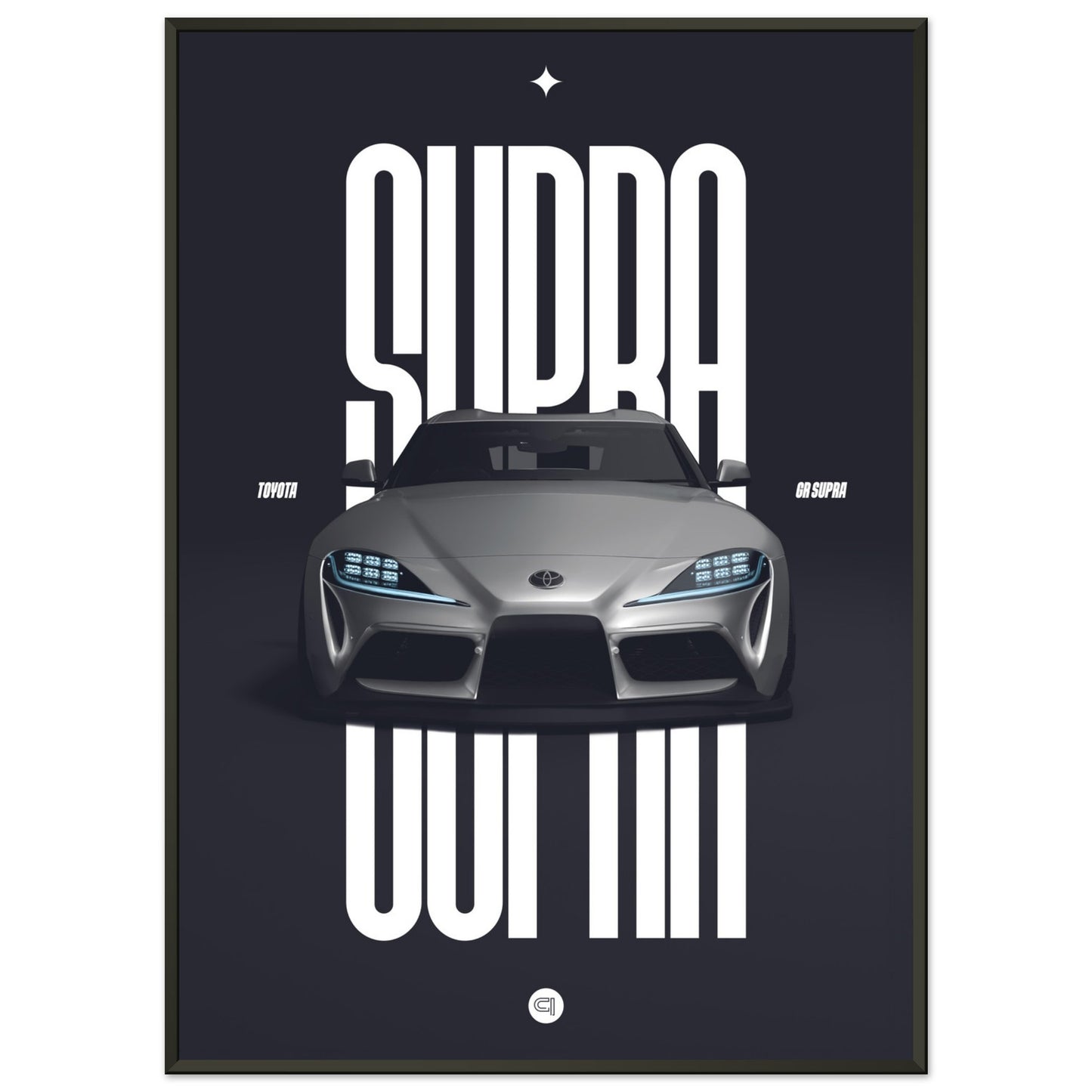 Framed Car Poster - Toyota GR Supra Bumper - White
