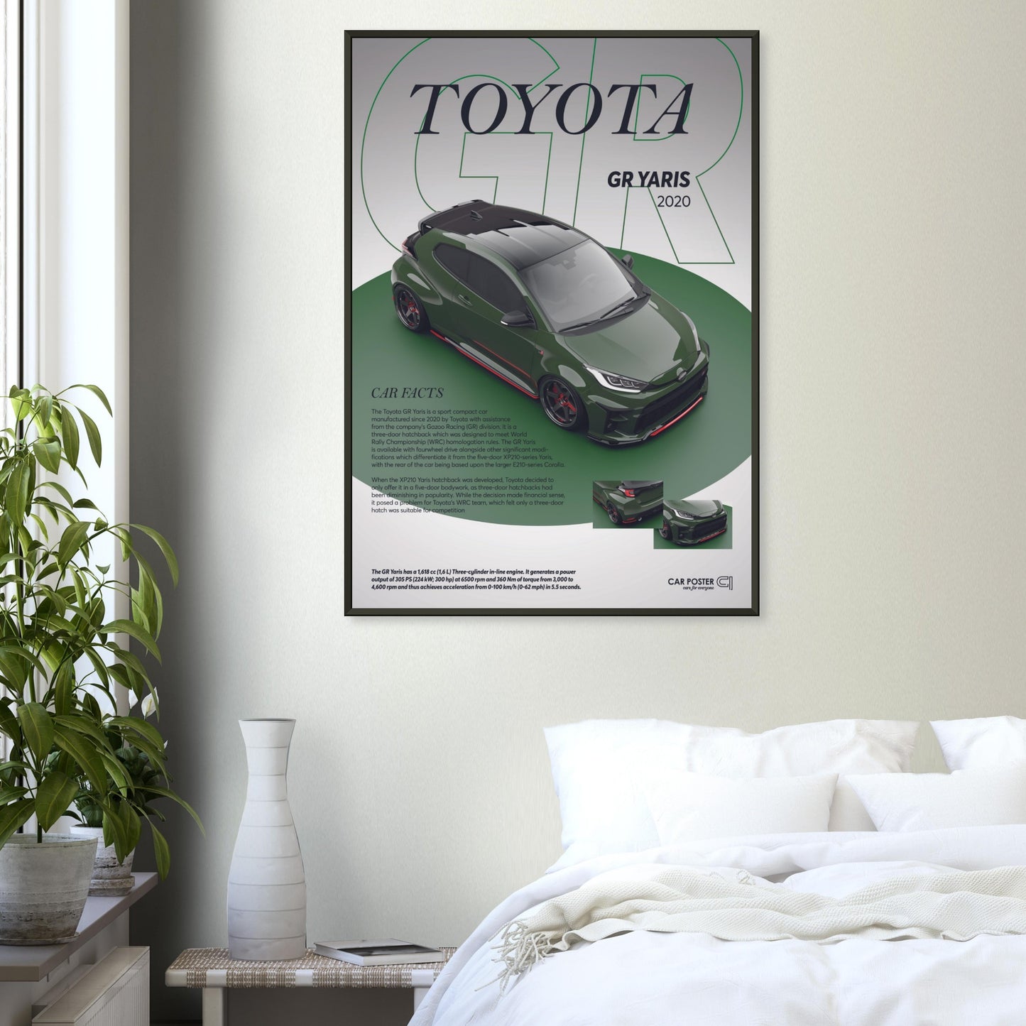 Framed Car Poster - Toyota GR Yaris - Green