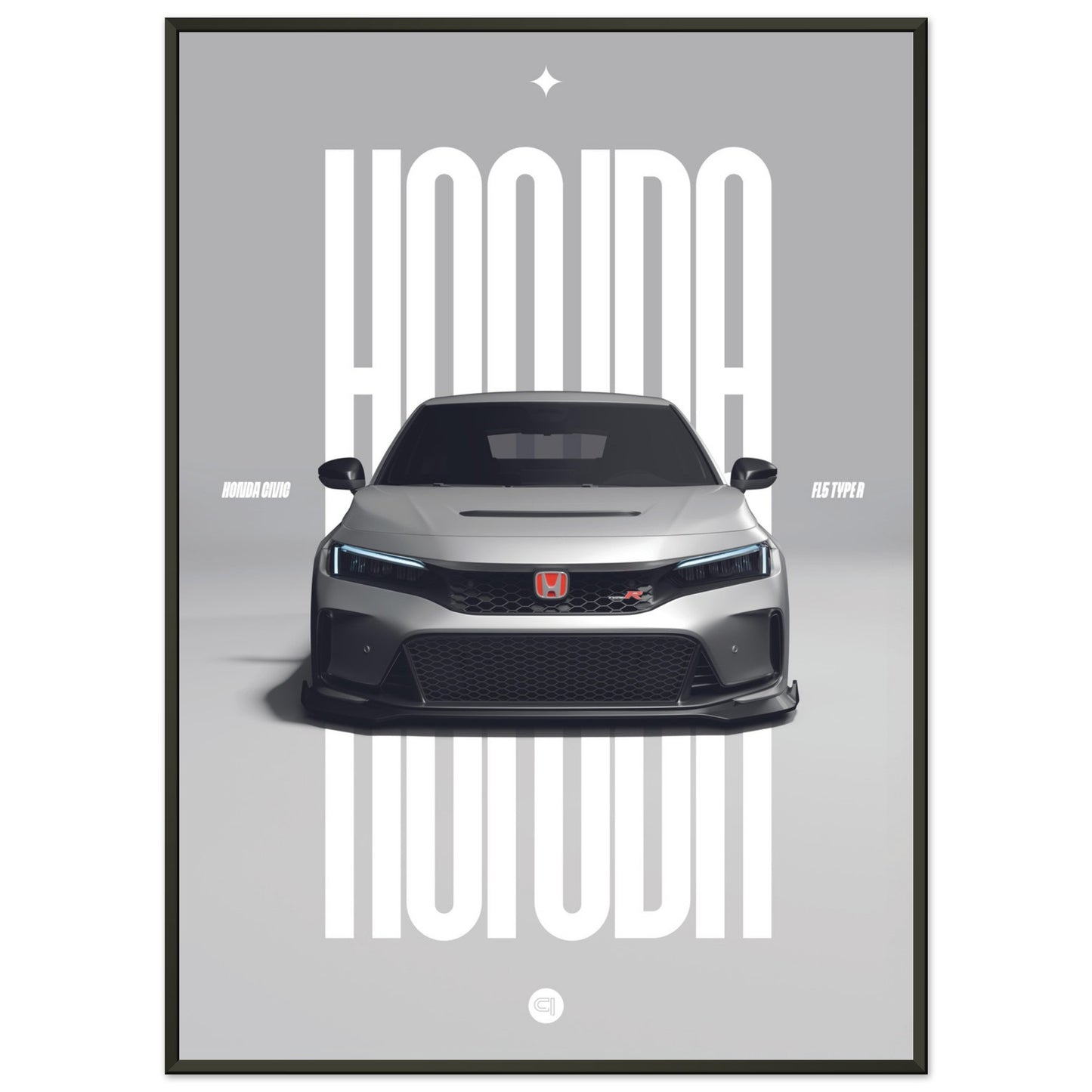 Framed Car Poster - Honda Civic FL5 Type R - White