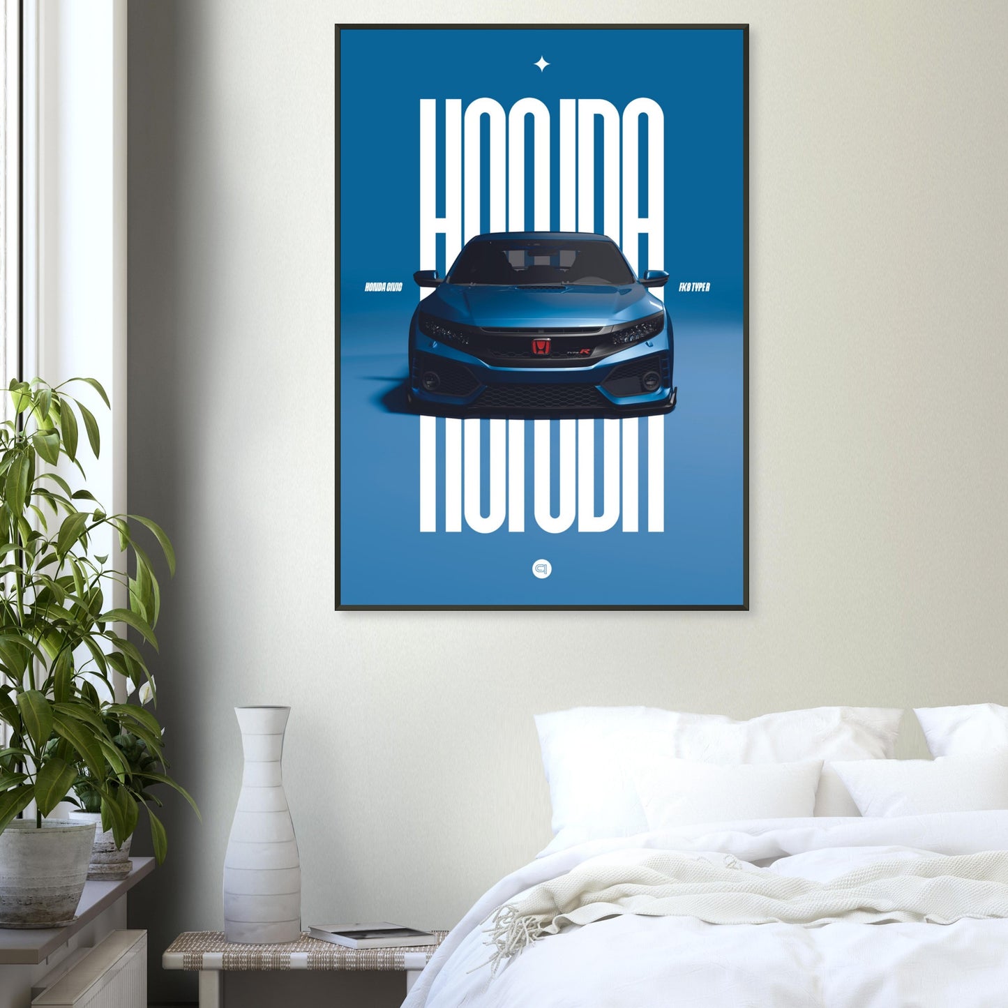 Framed Car Poster - Honda Civic FK8 Type R - Blue