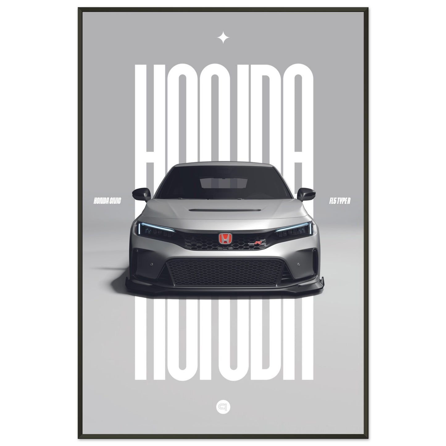 Framed Car Poster - Honda Civic FL5 Type R - White