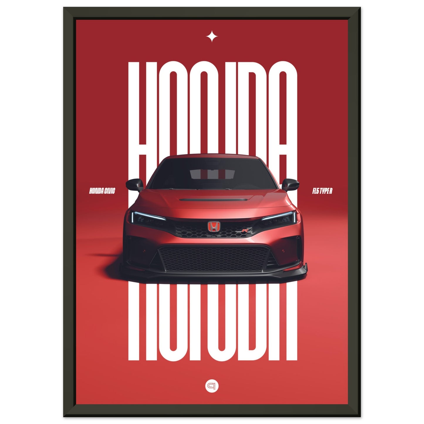 Framed Car Poster - Honda Civic FL5 Type R - Red