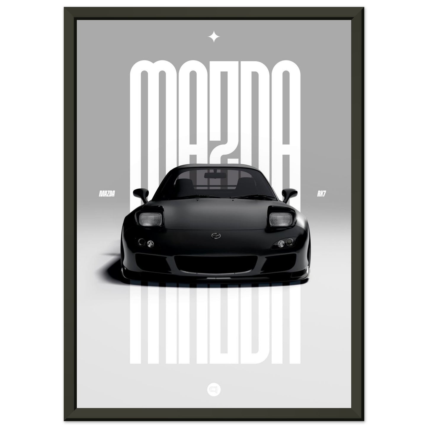 Framed Car Poster - Mazda RX7 - Black Pop up
