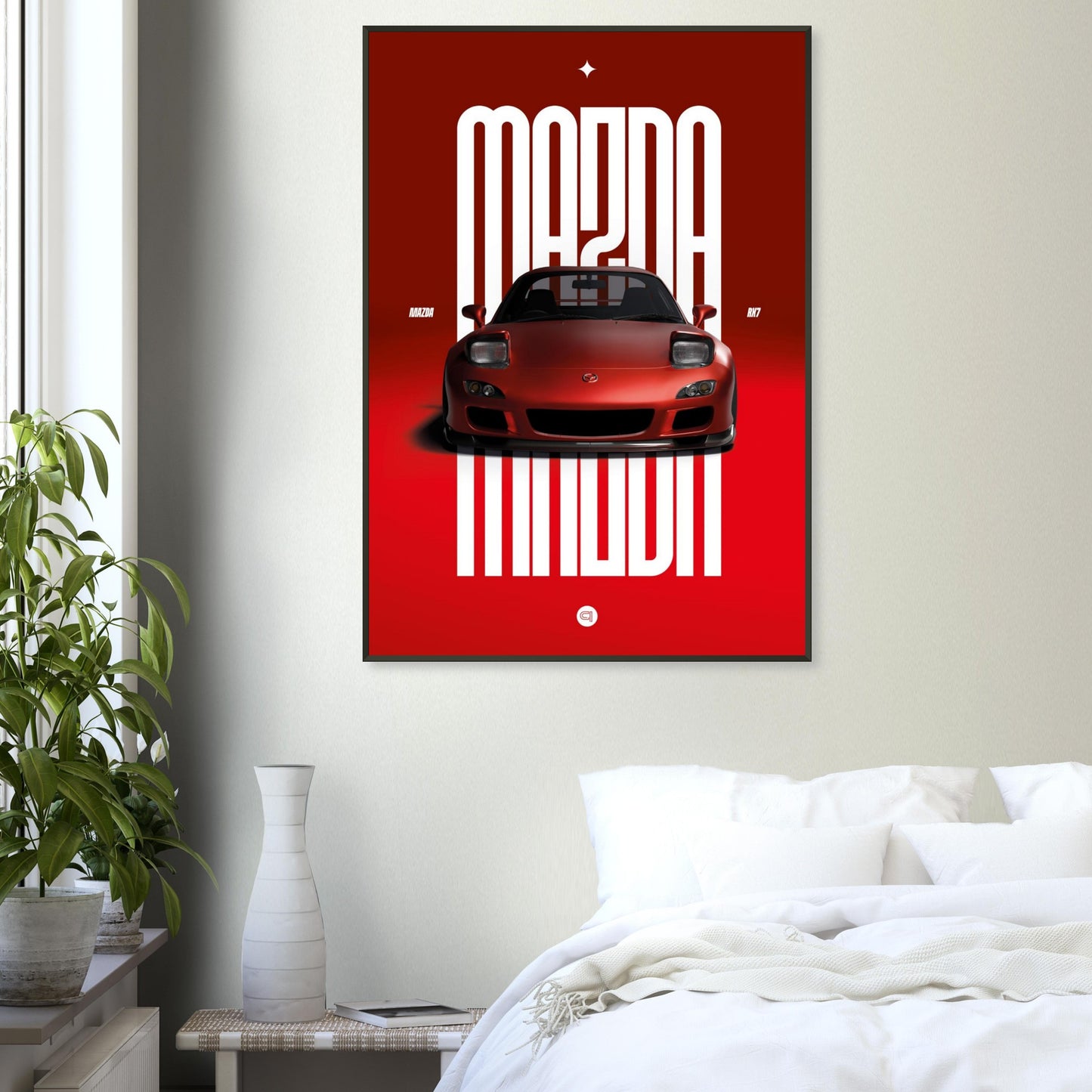 Framed Car Poster - Mazda RX7 - Red Pop up
