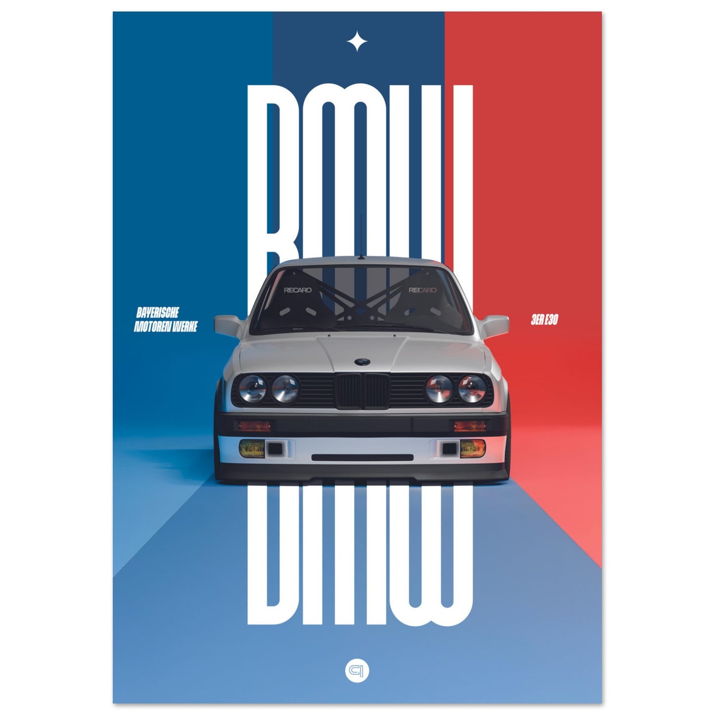 Car Poster - BMW E30 - M Color