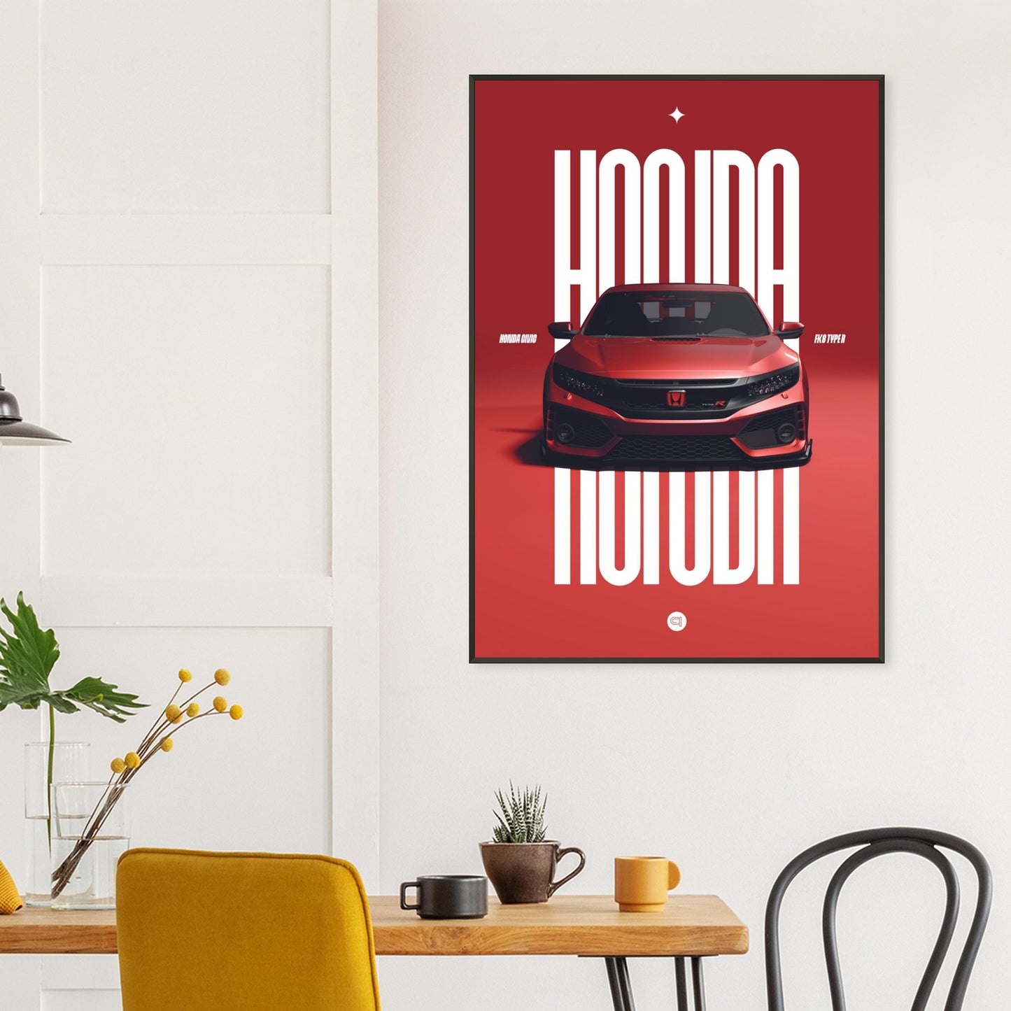 Framed Car Poster - Honda Civic FK8 Type R - Red