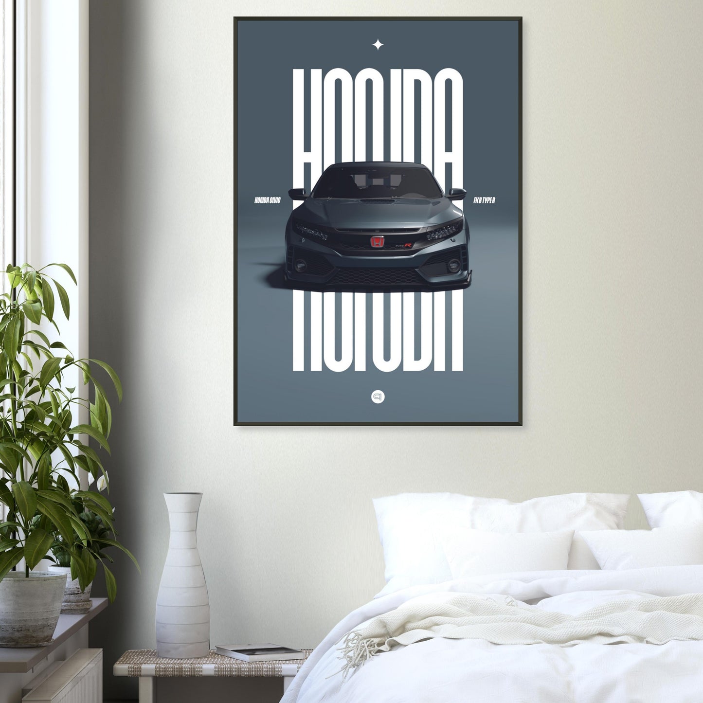 Framed Car Poster - Honda Civic FK8 Type R - Grey