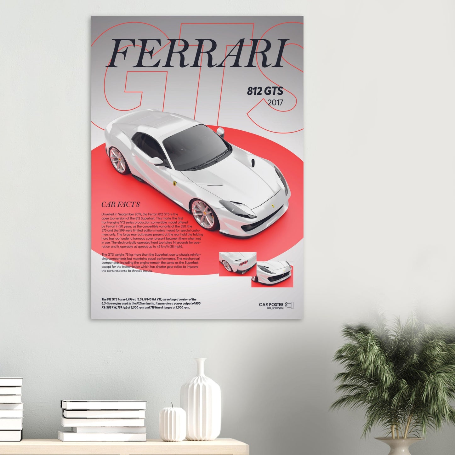 Car Poster - Ferrari 812 GTS - White