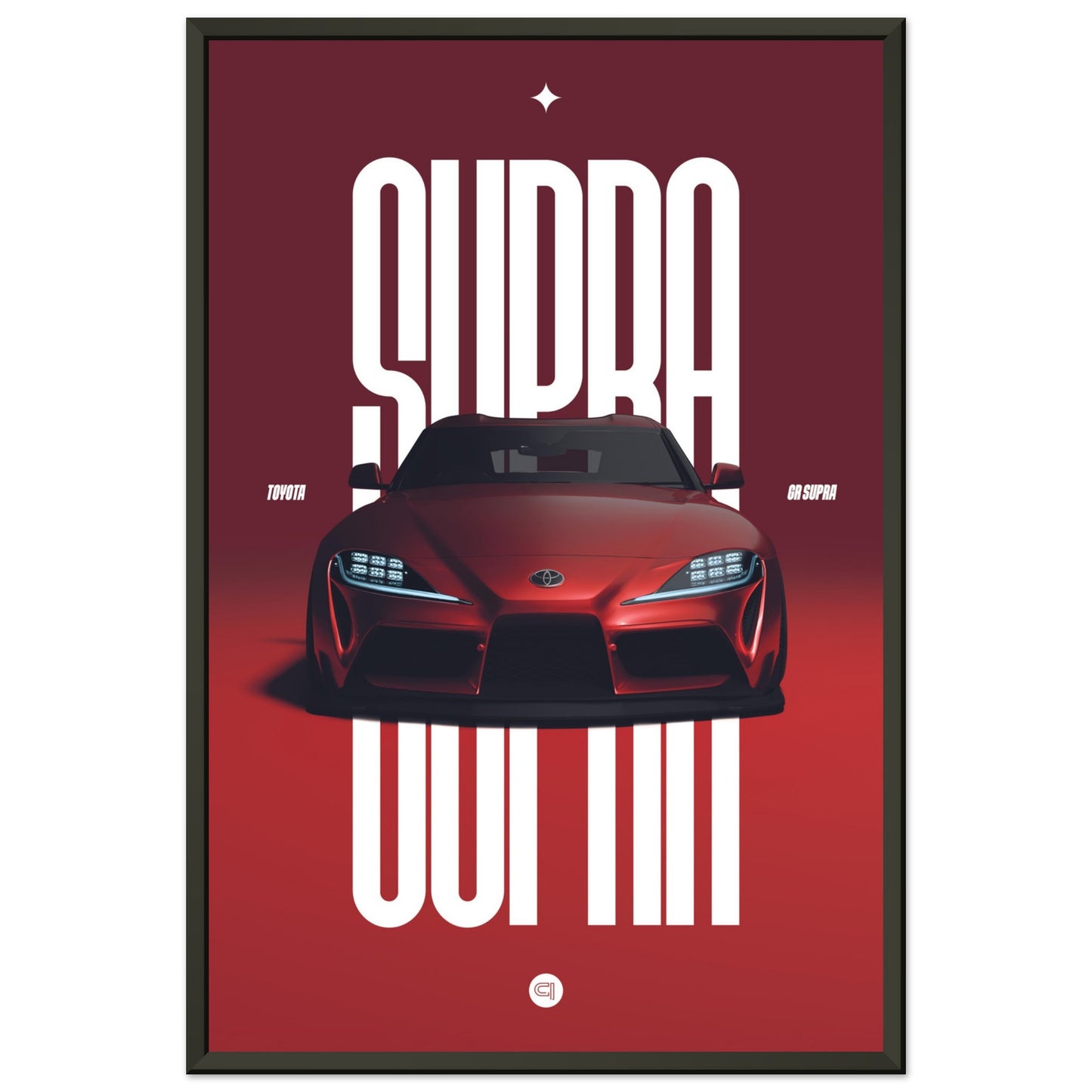 Framed Car Poster - Toyota GR Supra Bumper - Red
