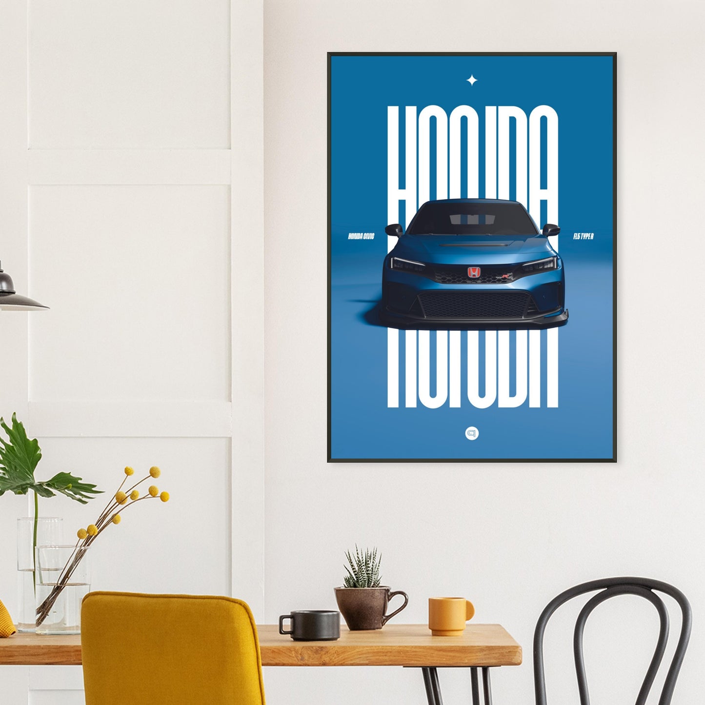 Framed Car Poster - Honda Civic FL5 Type R - Blue