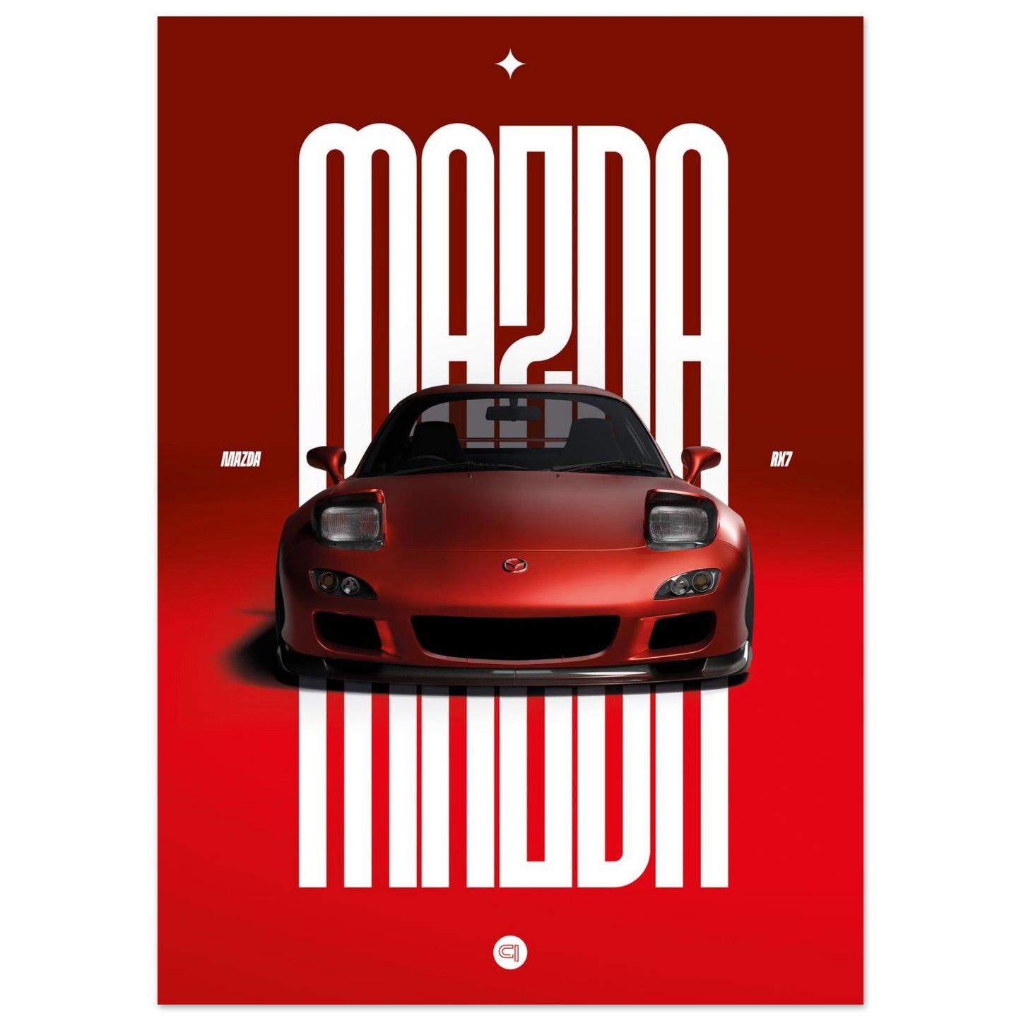 Car Poster - Mazda RX7 - Red Pop up