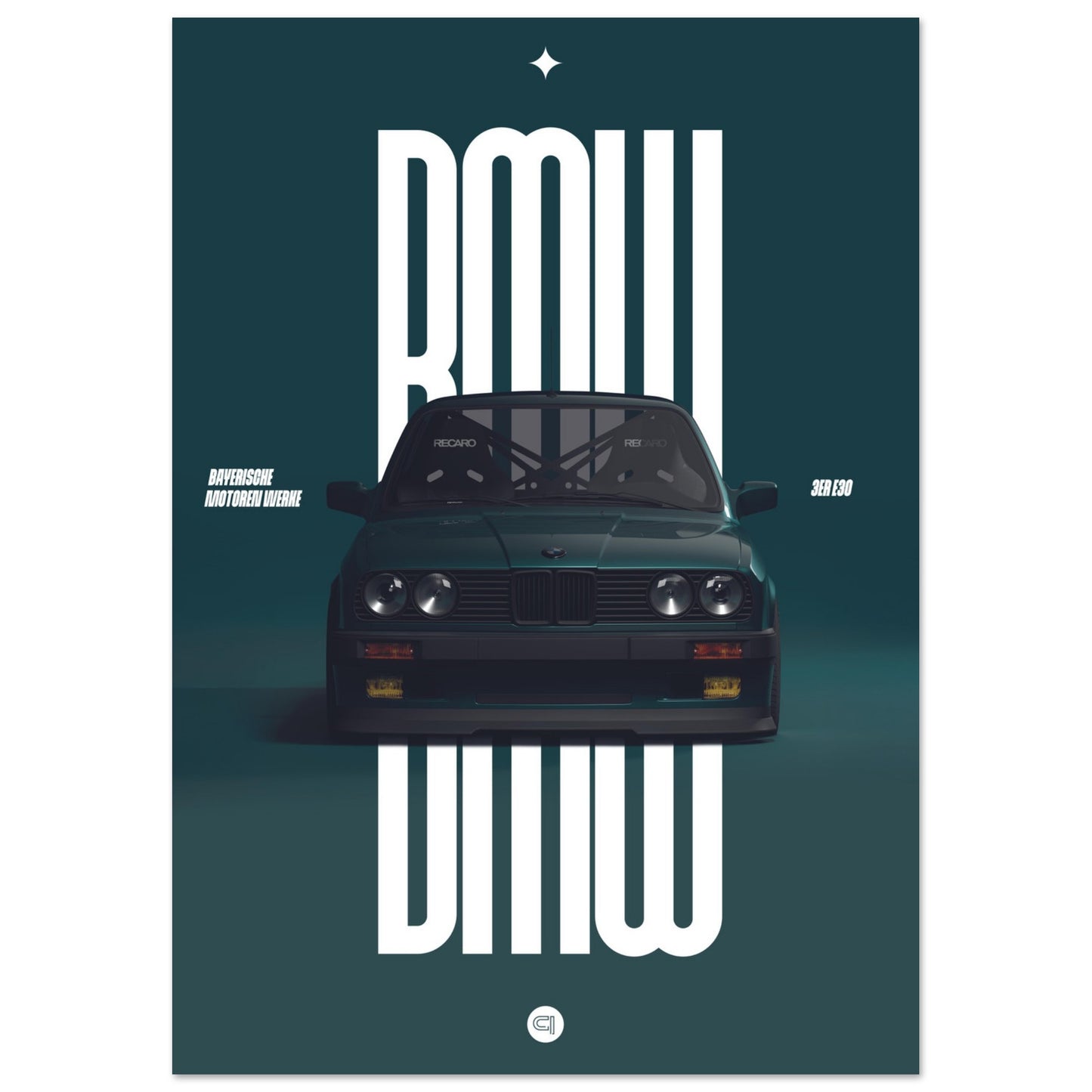 Car Poster - BMW E30 - Green