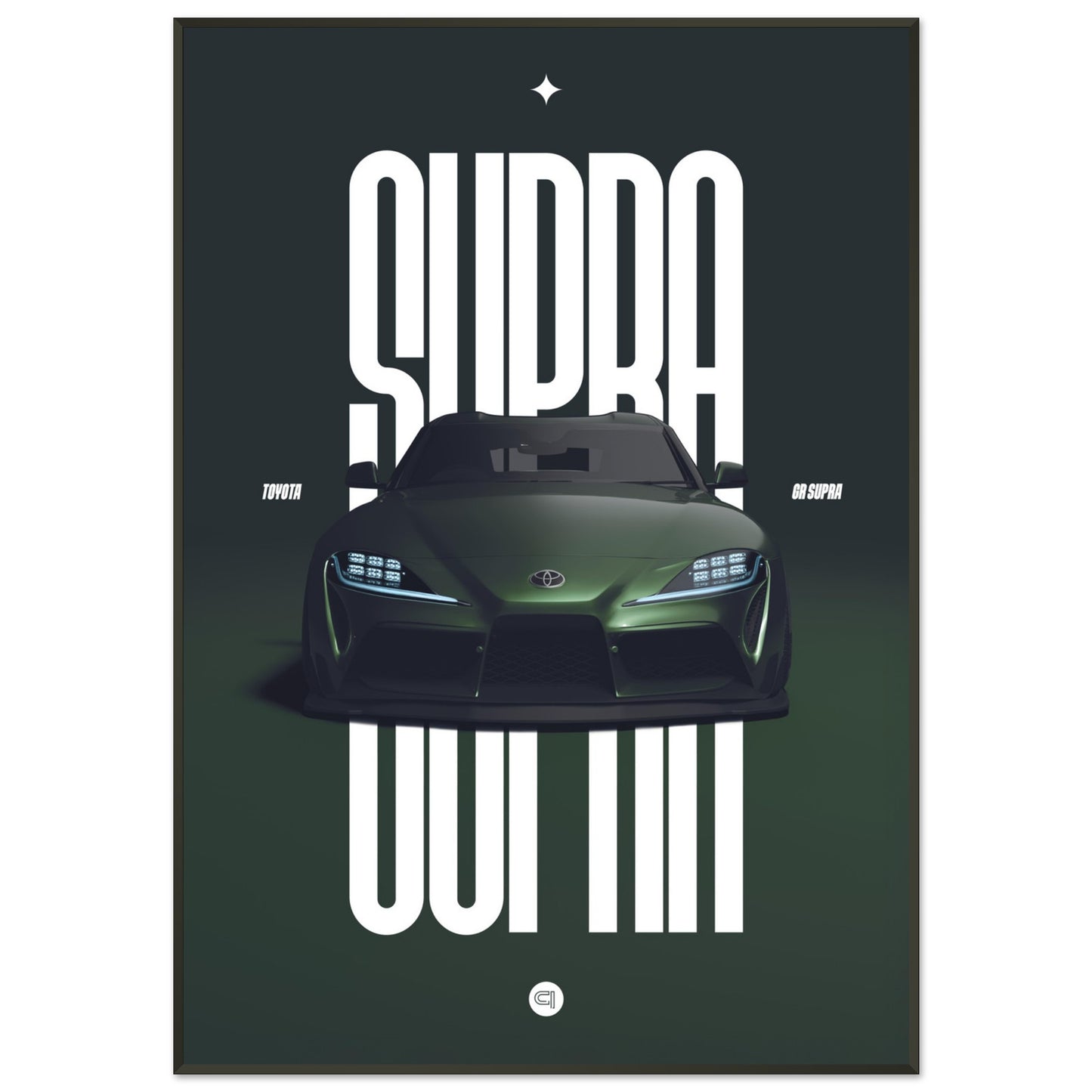 Framed Car Poster - Toyota GR Supra Bumper - Green