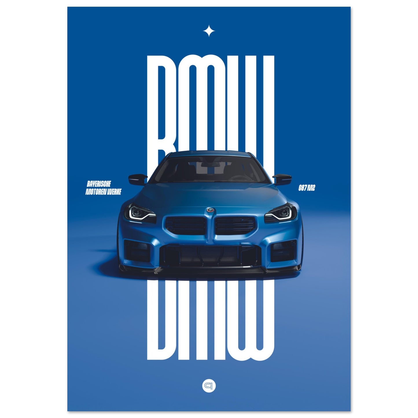 Car Poster - BMW G87 M2 - Blue