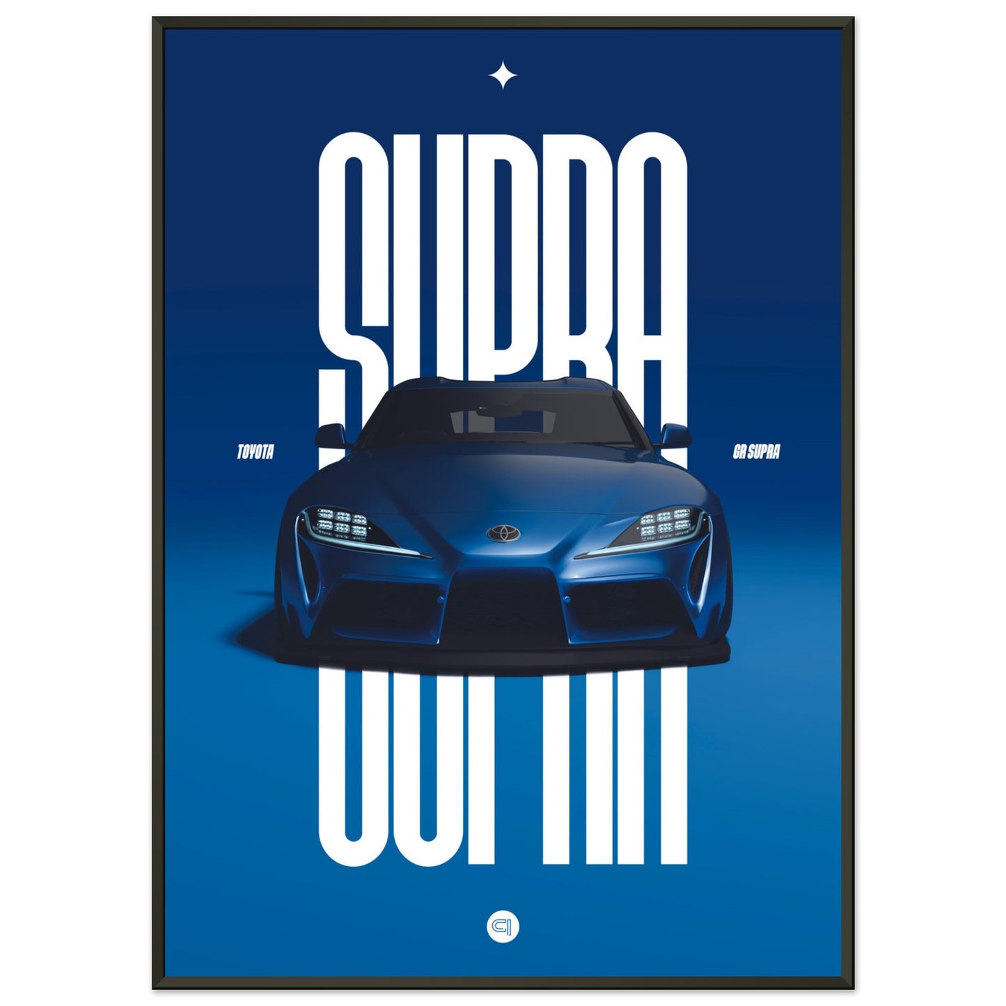 Framed Car Poster - Toyota GR Supra Bumper - Blue