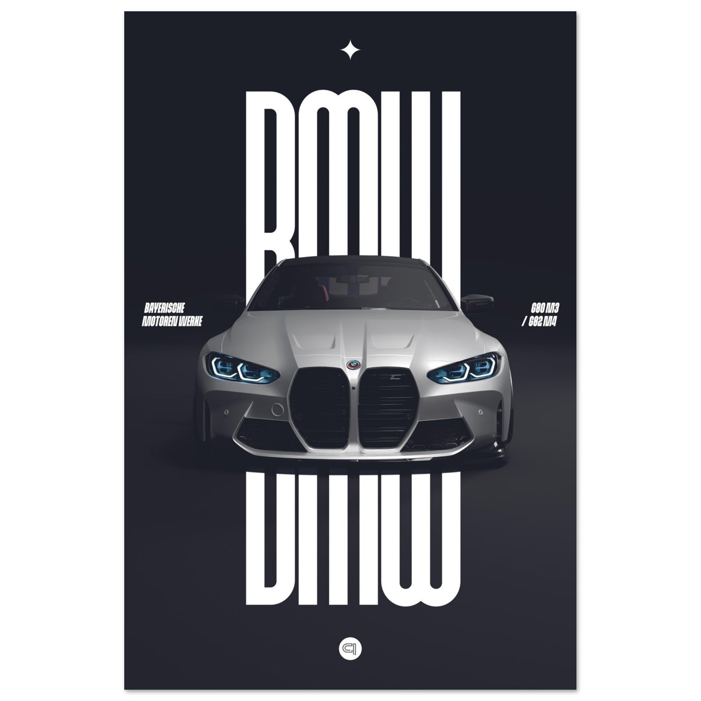 Car Poster - BMW G80 M3 / G82 M4 Bumper - White