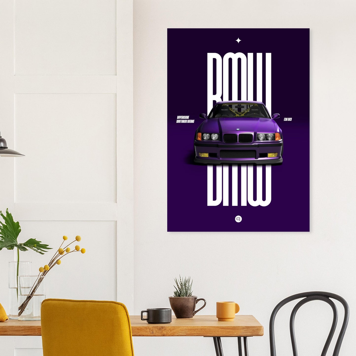 Car Poster - BMW E36 - Purple