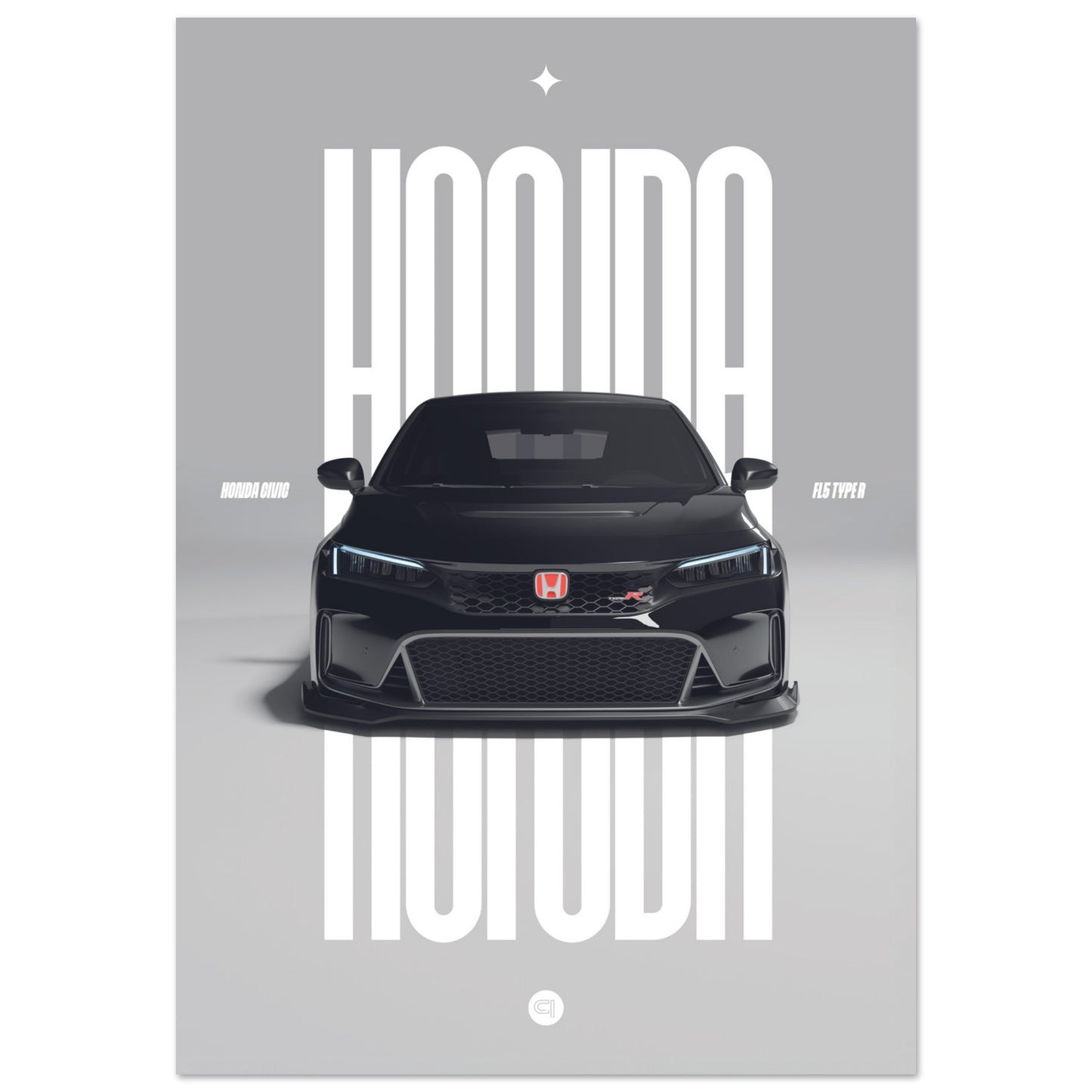 Car Poster - Honda Civic FL5 Type R - White