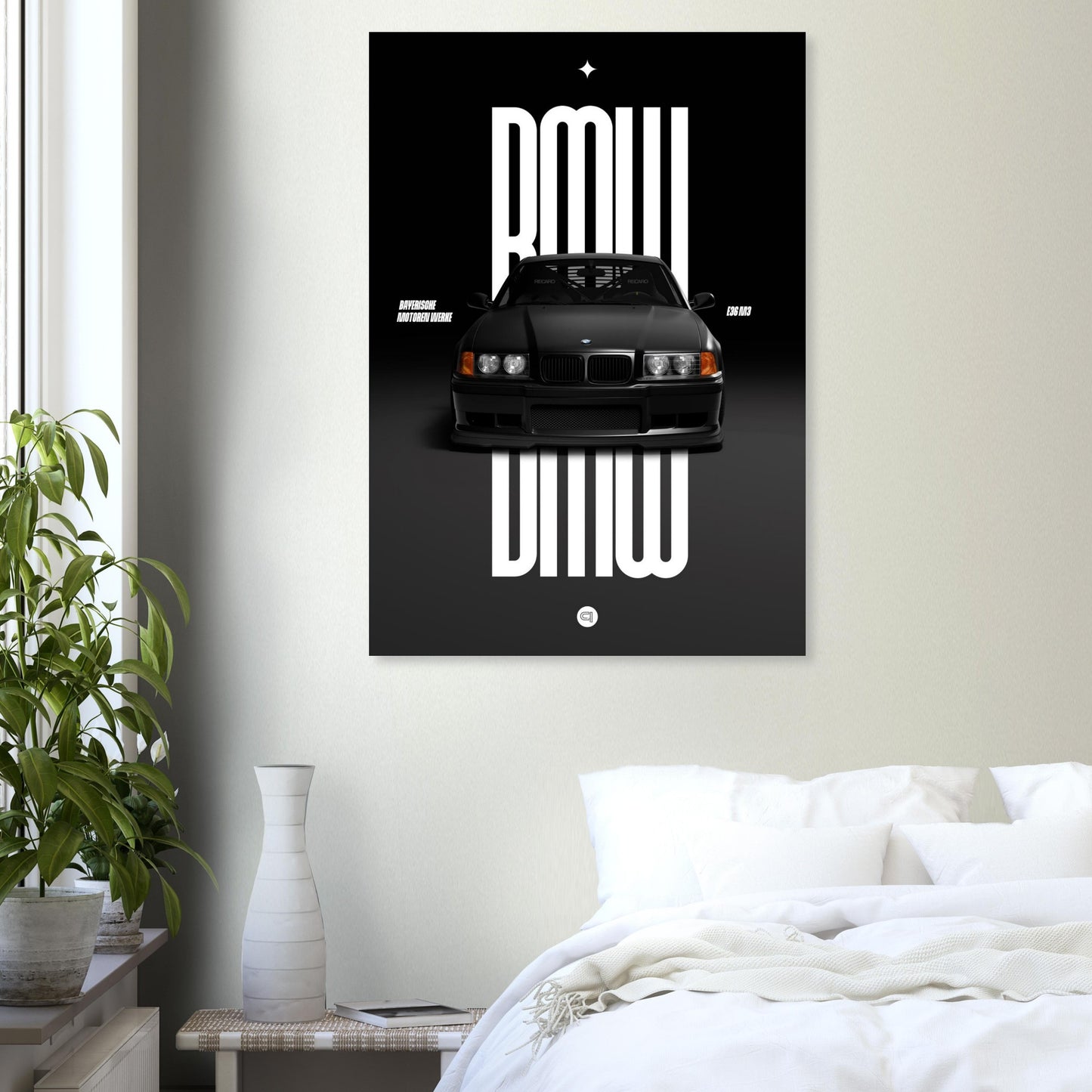 Car Poster - BMW E36 - Black